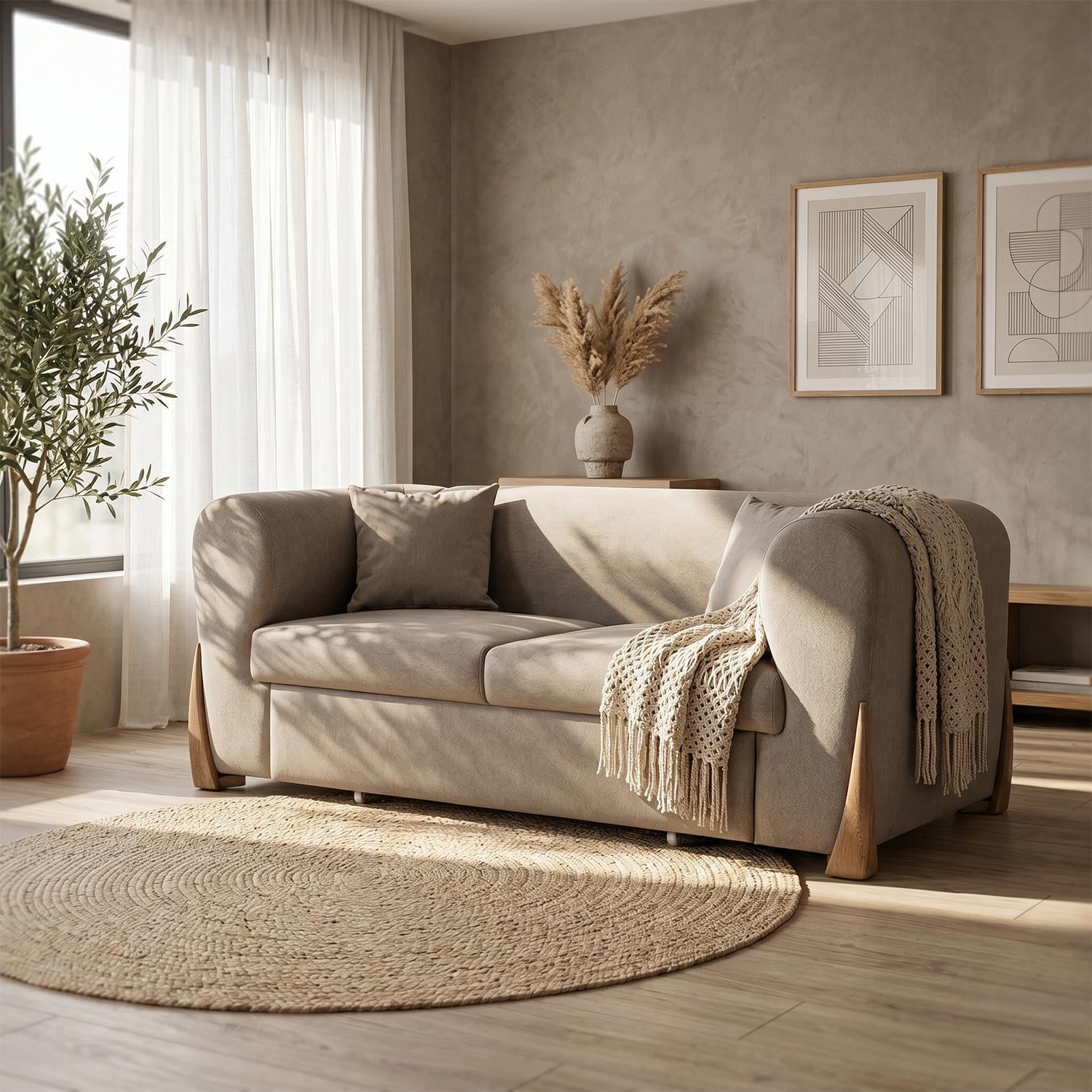Sofa Cama Bell Impetu Beige, Natural