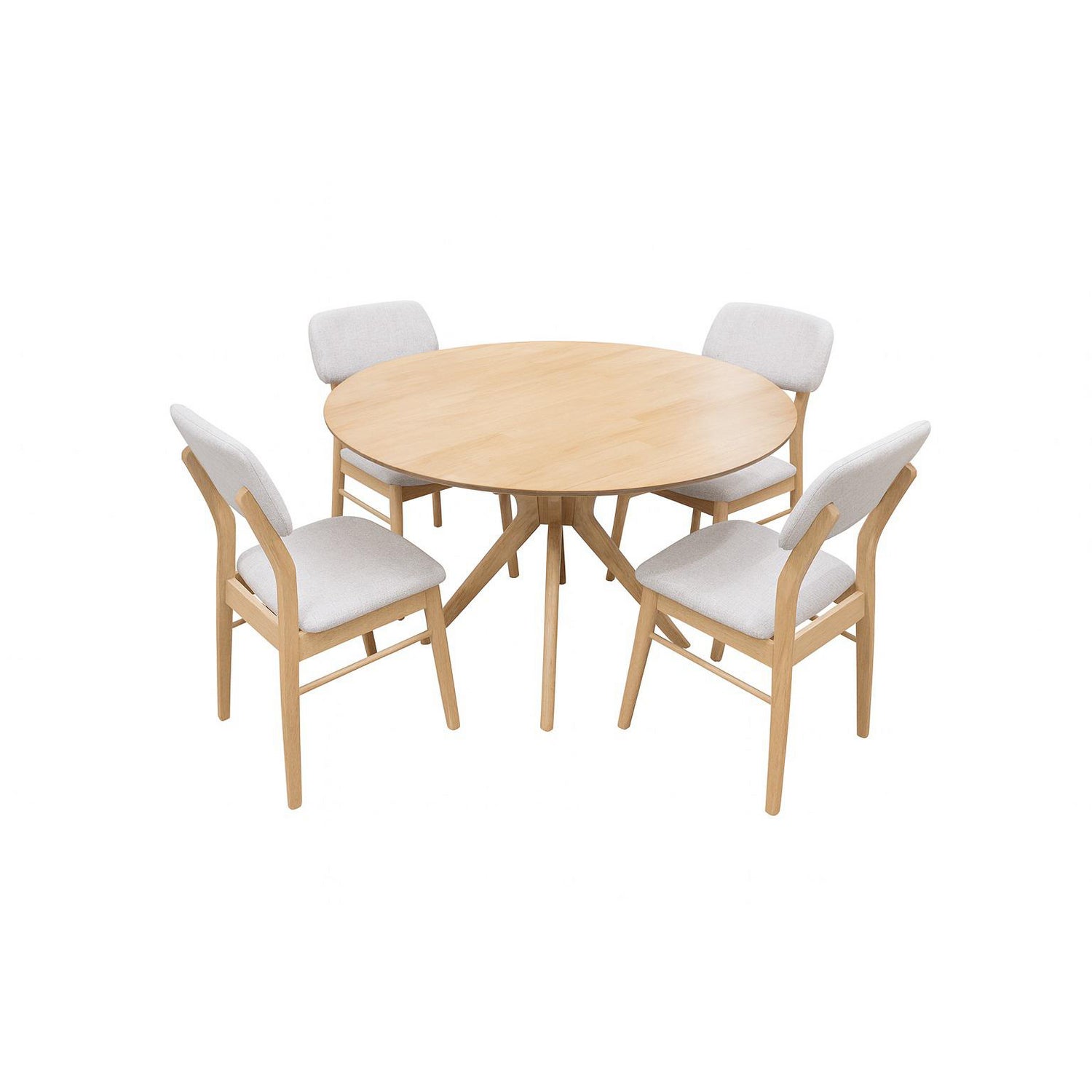Comedor 4 Puestos Gales Velvet Beige, Natural Circular