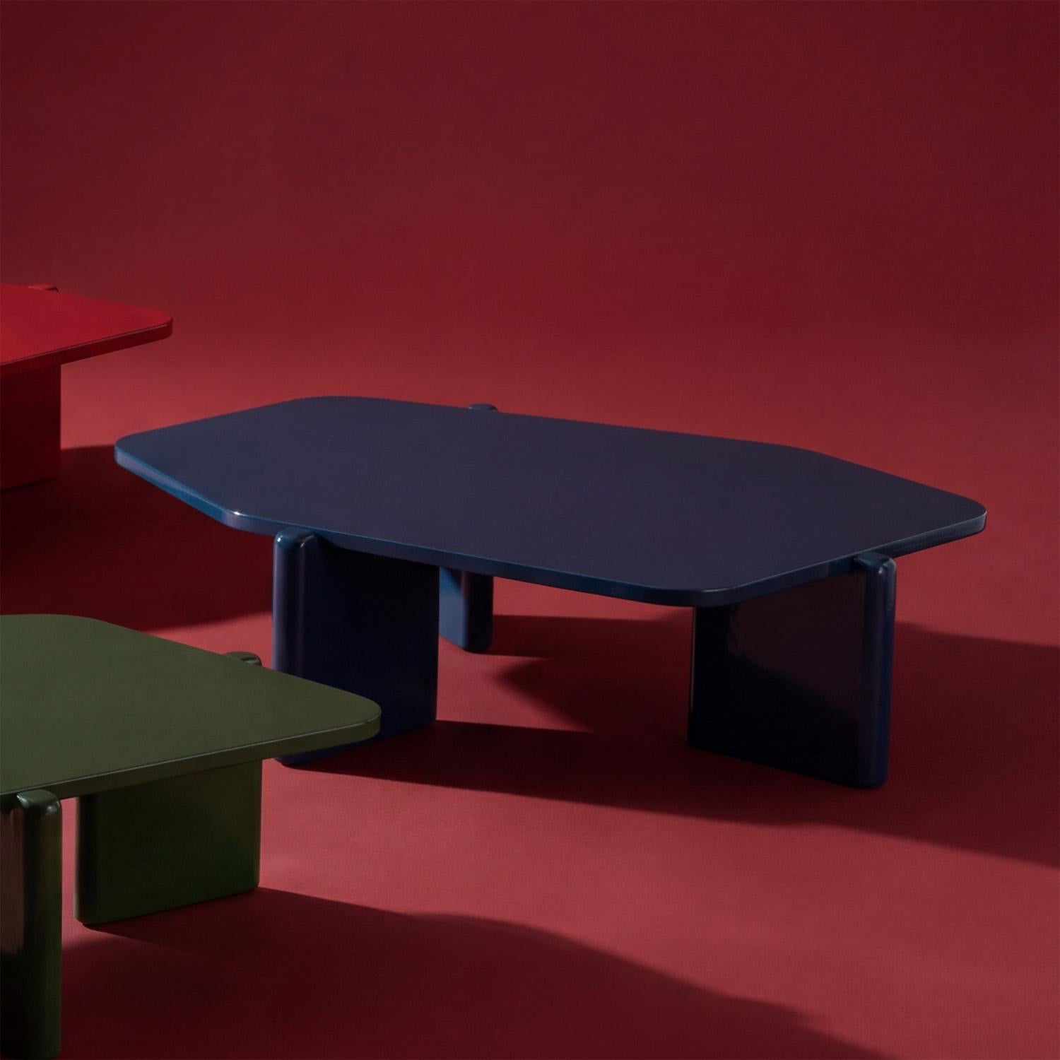 Mesa De Centro Oklam Asimetrica Azul.
