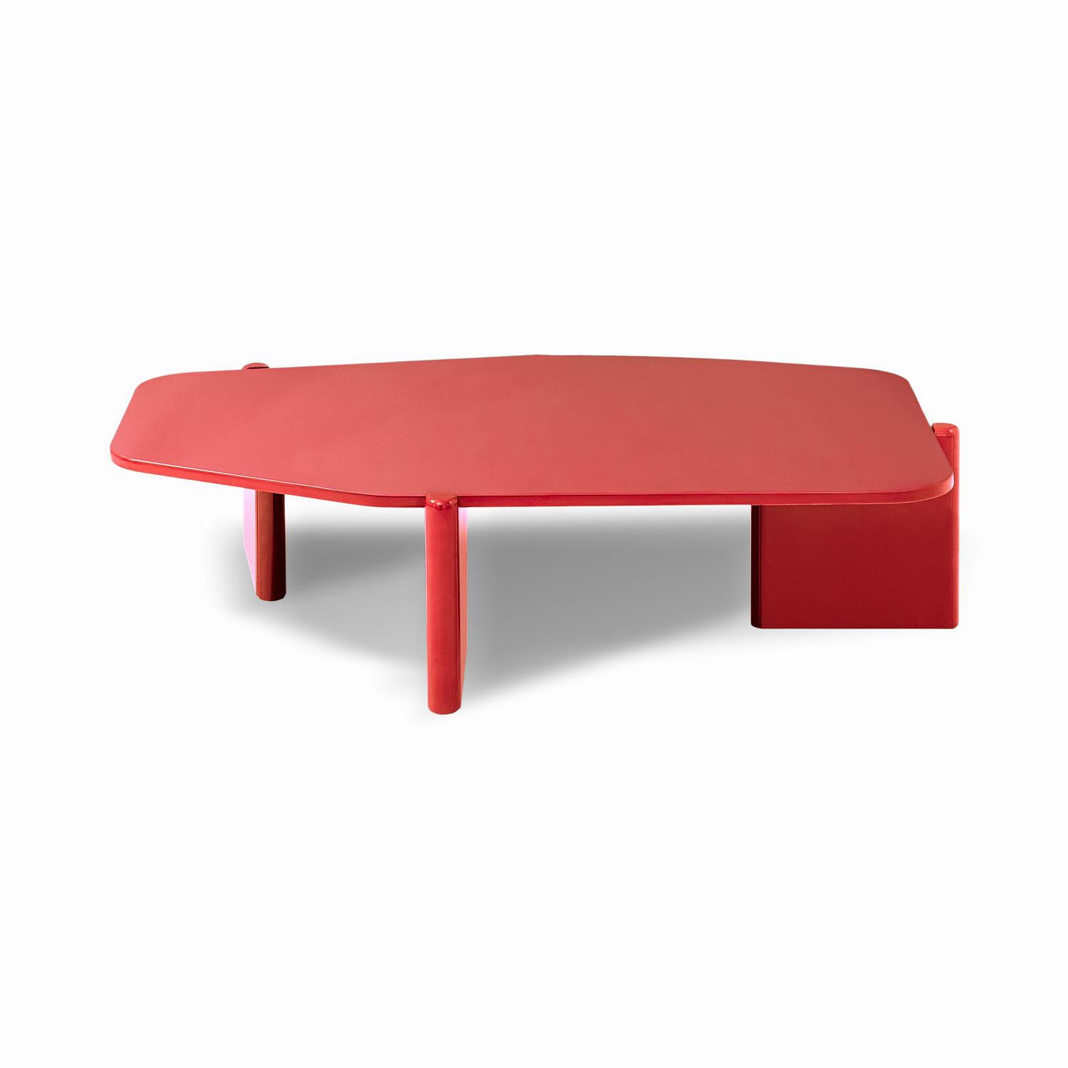 Mesa De Centro Oklam Asimetrica Roja.