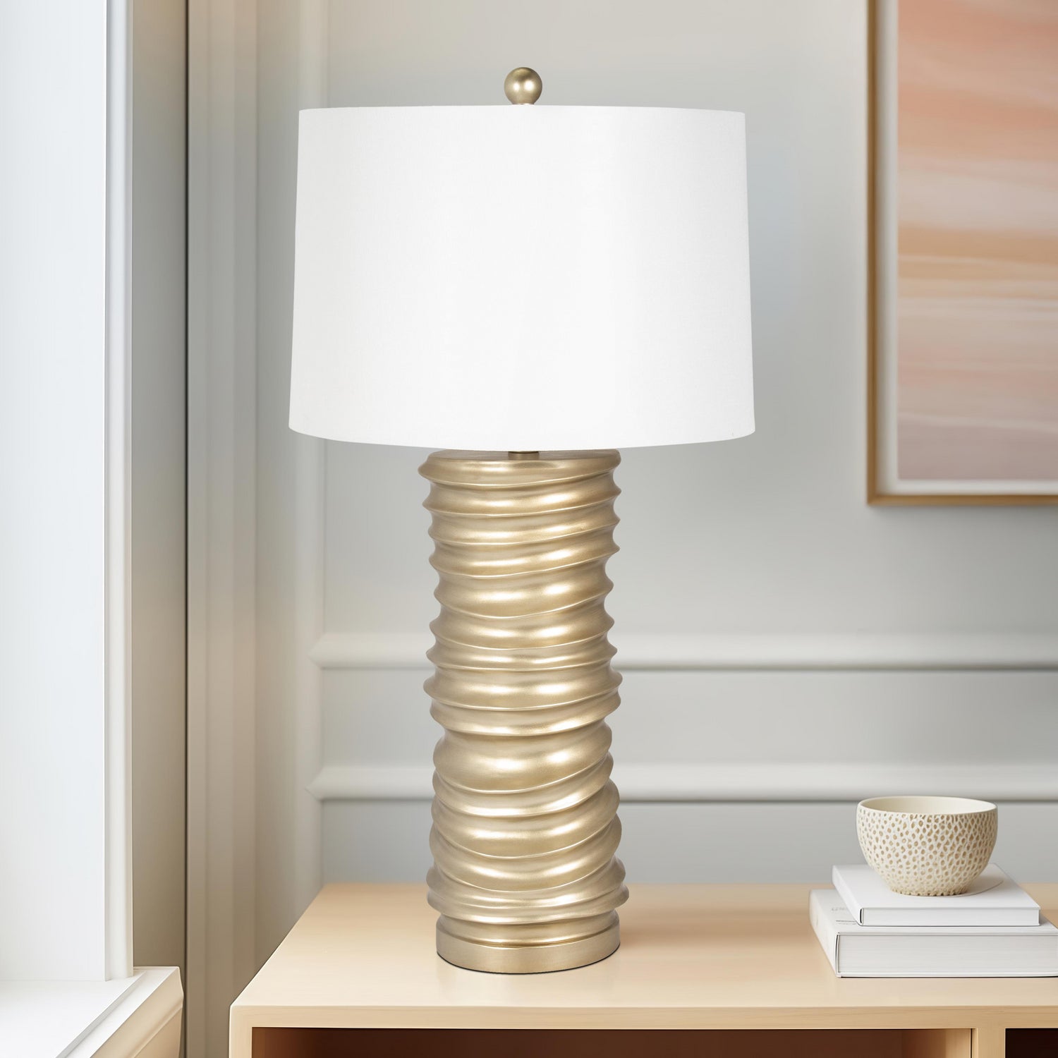 Lampara De Mesa 73X38X38 Twist Dorado