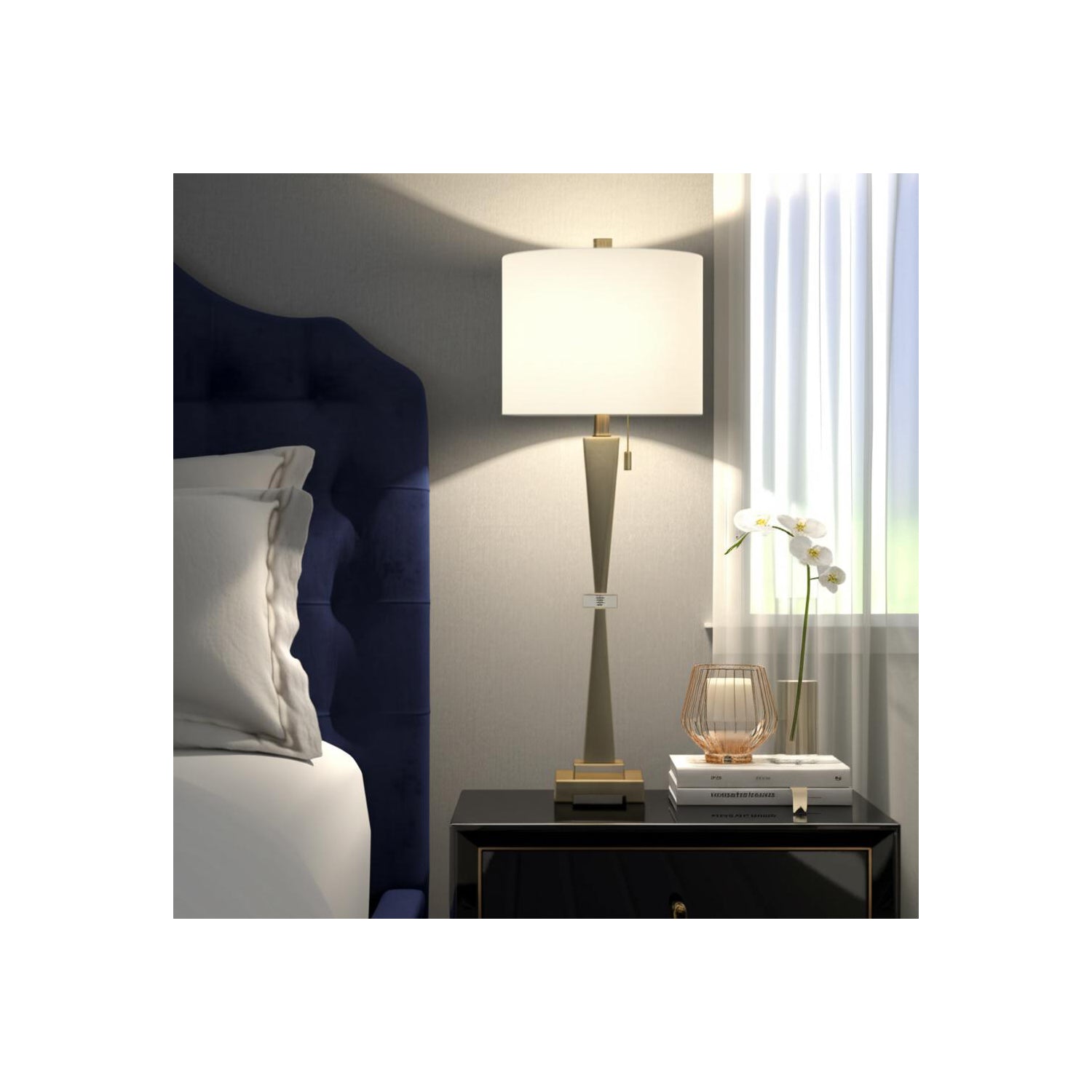 Lampara De Mesa 91X30X30 Elan Dorado