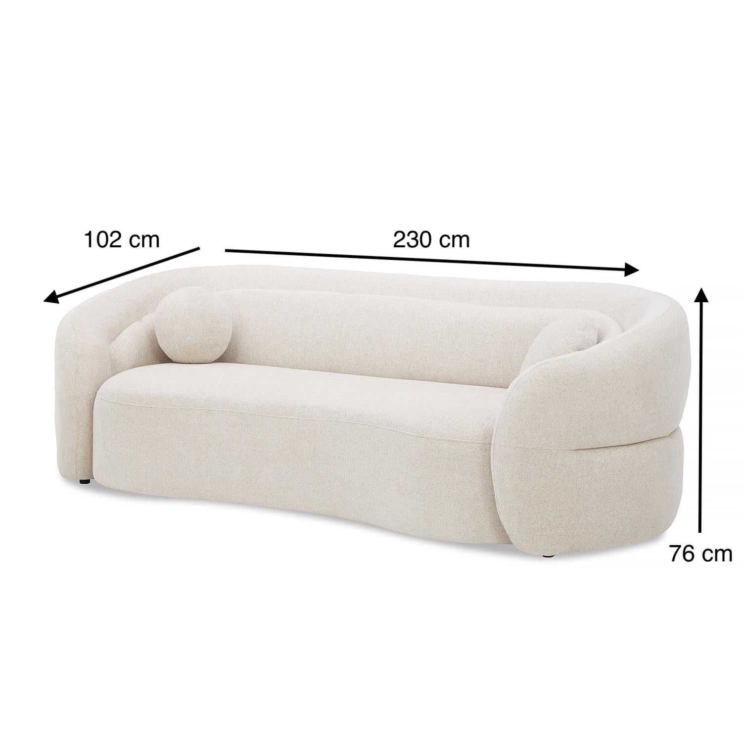 Sofa 3 Puestos Weiss Chenille Beige