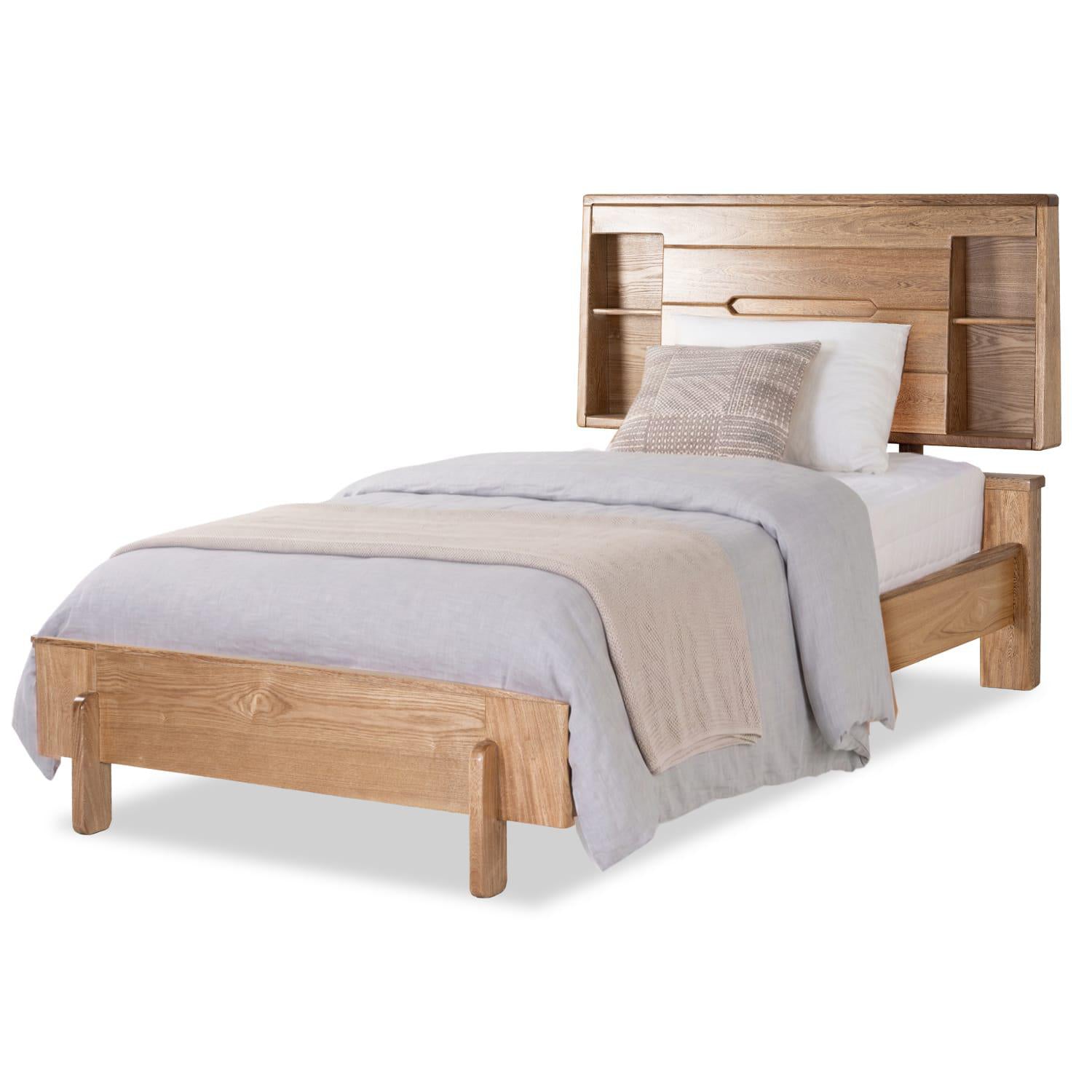 Combo Cama Sencillo Dublin Roble Natural + Colchón Siesta Orthopedic