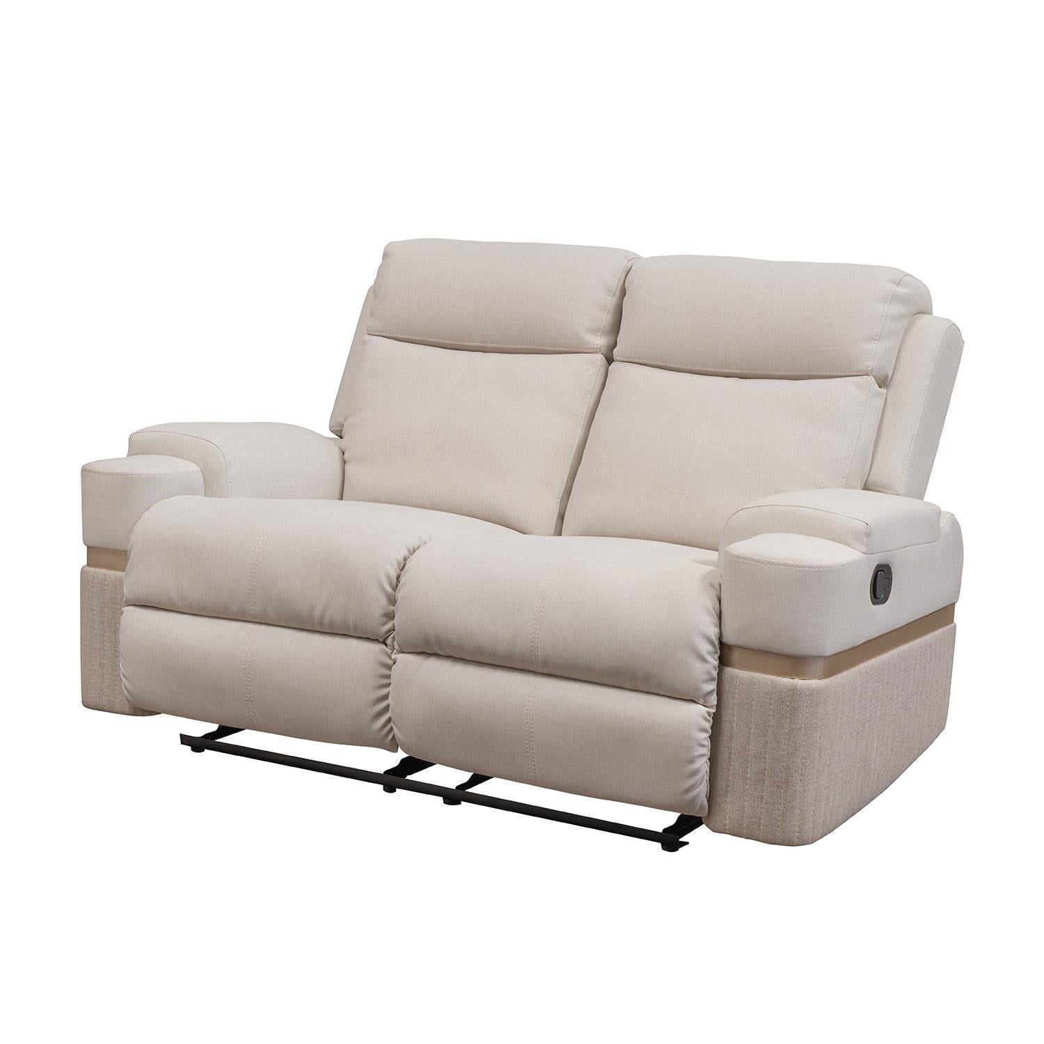 Sofá Reclinable 2 Puestos Dior Eurolino Blanco Puro, Champaña