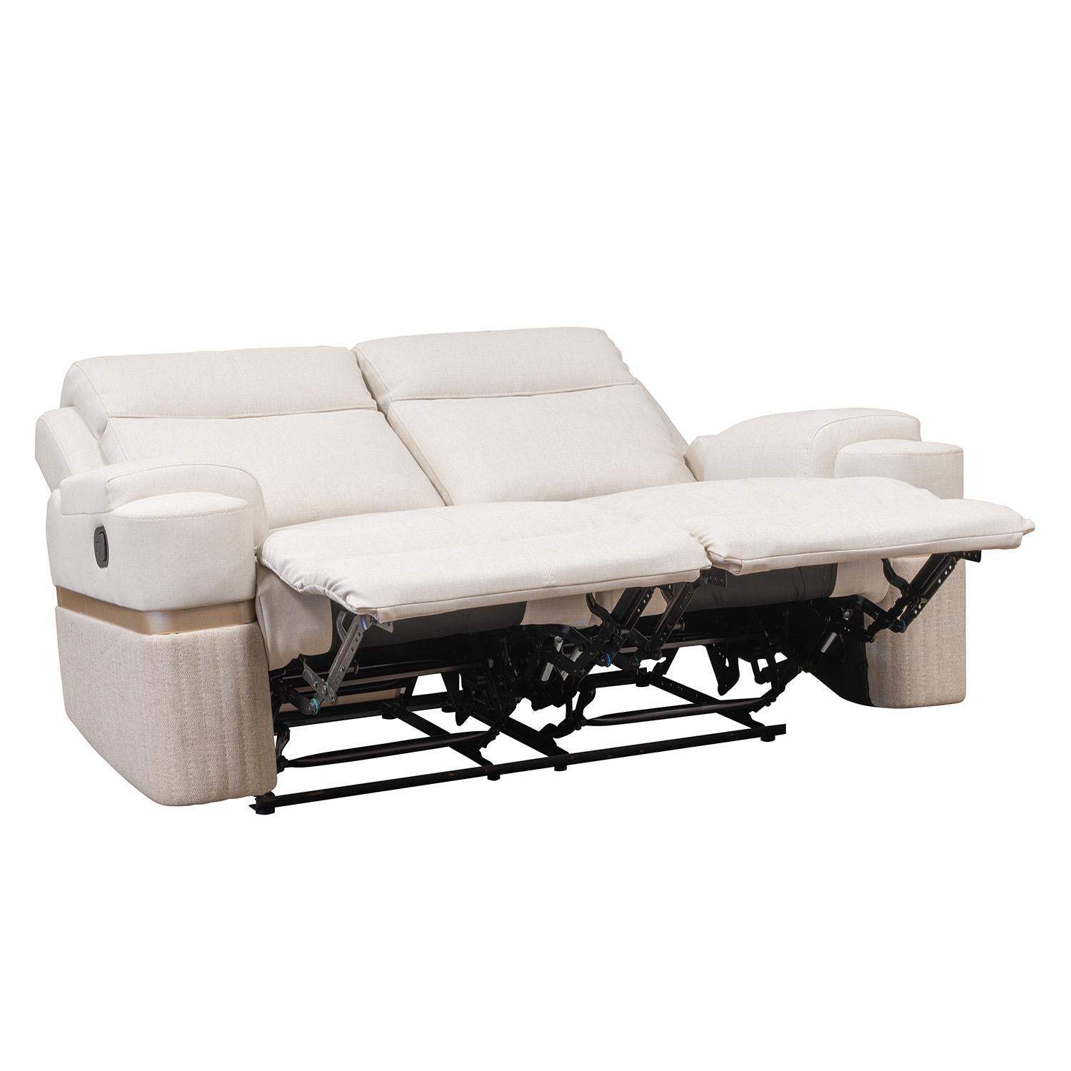 Sofá Reclinable 2 Puestos Dior Eurolino Blanco Puro, Champaña
