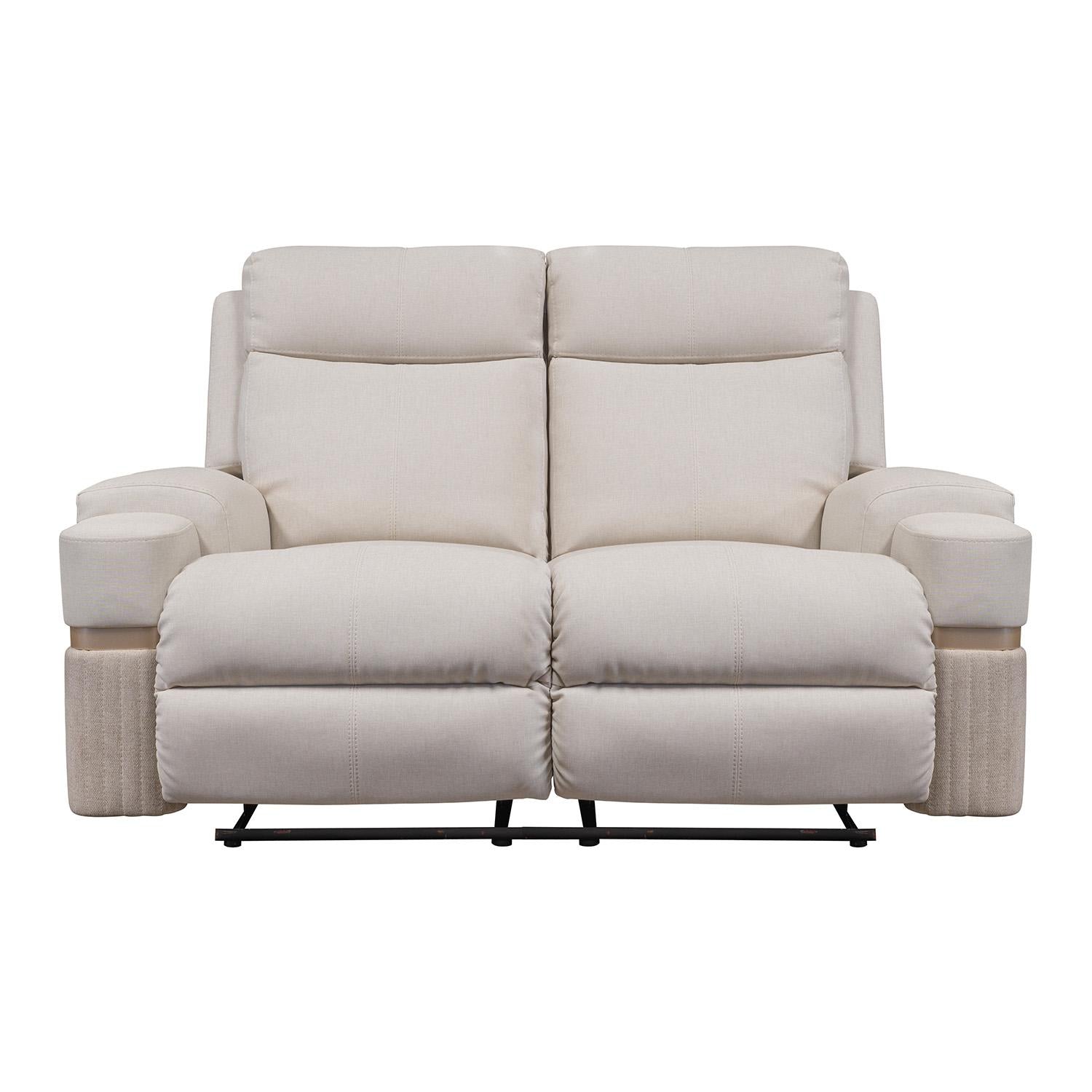 Sofá Reclinable 2 Puestos Dior Eurolino Blanco Puro, Champaña