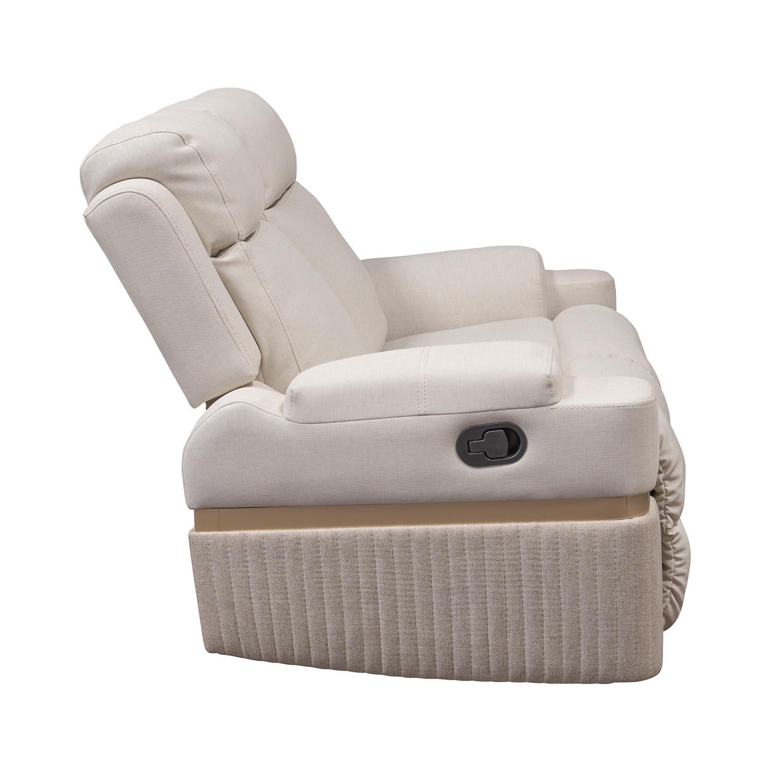 Sofá Reclinable 2 Puestos Dior Eurolino Blanco Puro, Champaña