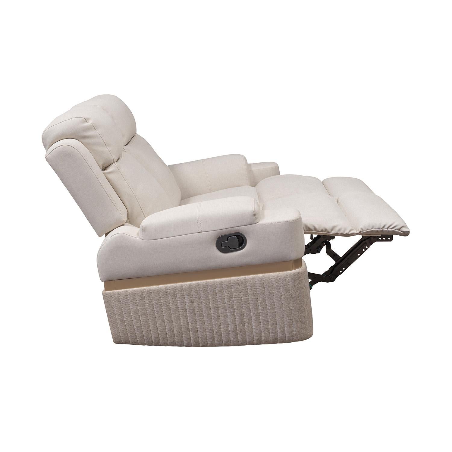 Sofá Reclinable 2 Puestos Dior Eurolino Blanco Puro, Champaña
