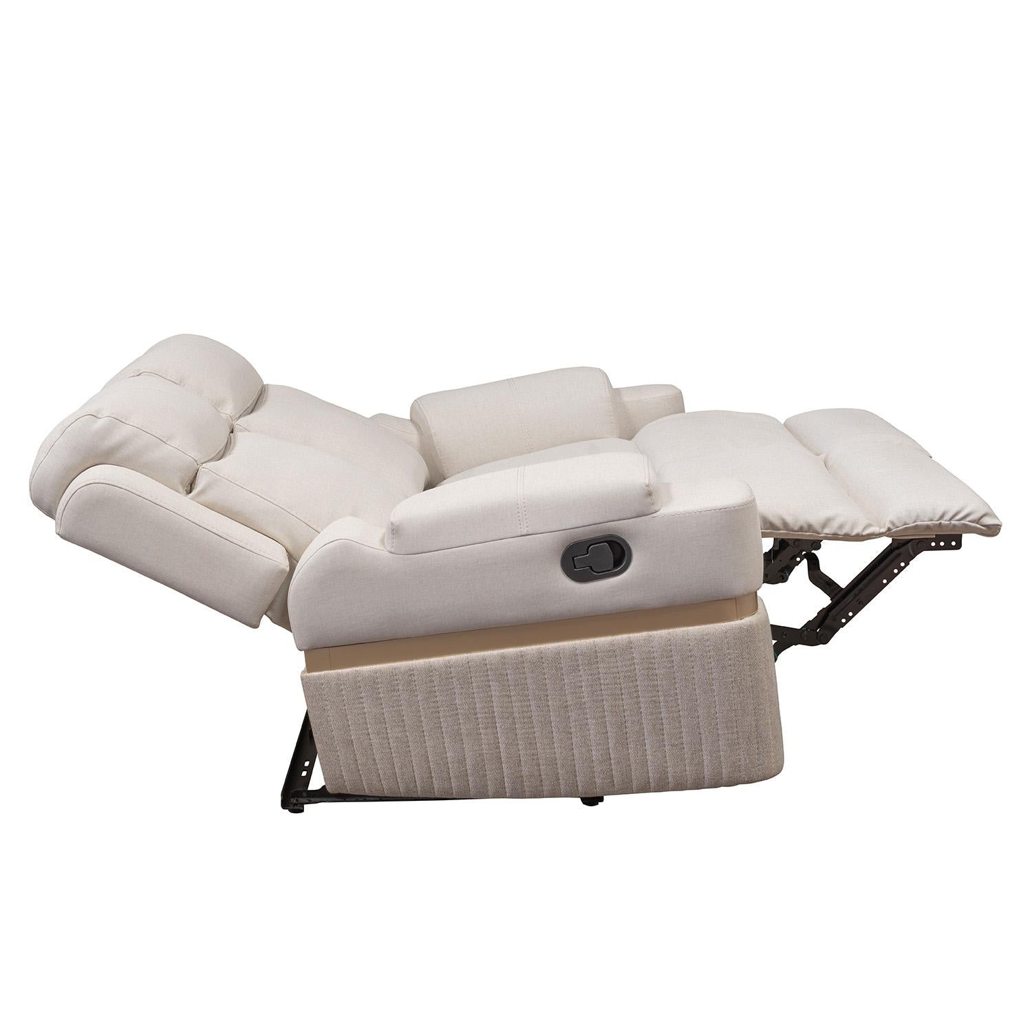 Sofá Reclinable 2 Puestos Dior Eurolino Blanco Puro, Champaña