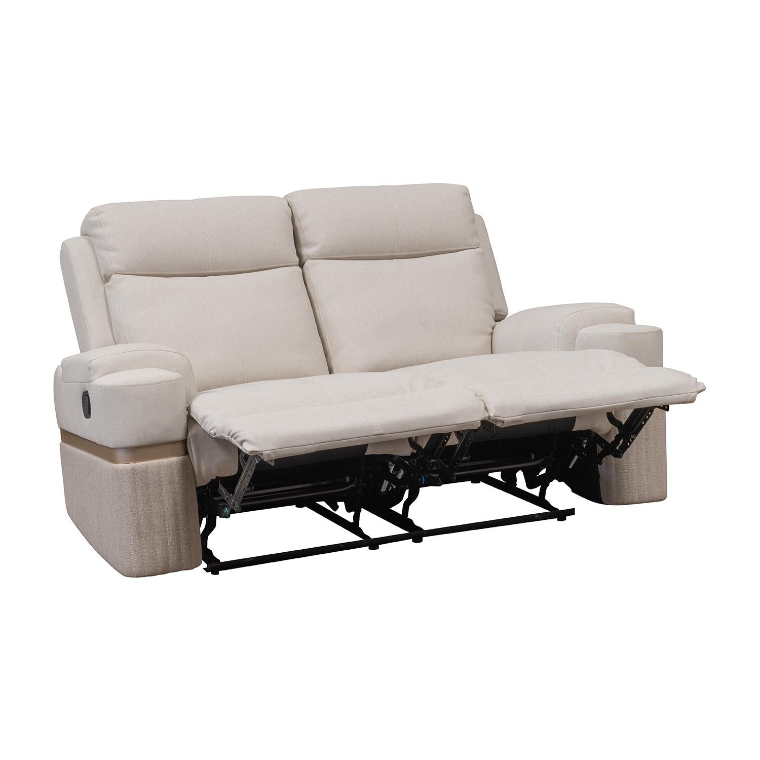 Sofá Reclinable 2 Puestos Dior Eurolino Blanco Puro, Champaña