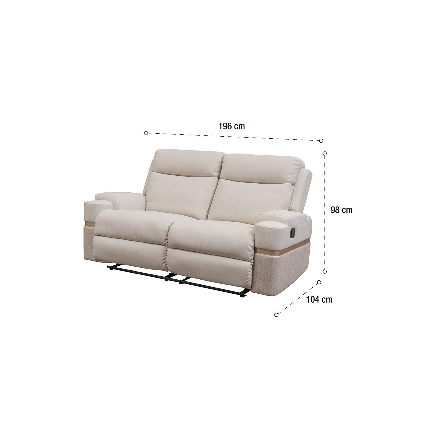 Sofá Reclinable 3 Puestos Dior Eurolino Blanco Puro, Champaña