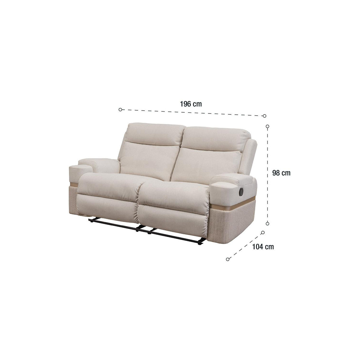 Sofá Reclinable 3 Puestos Dior Eurolino Blanco Puro, Champaña