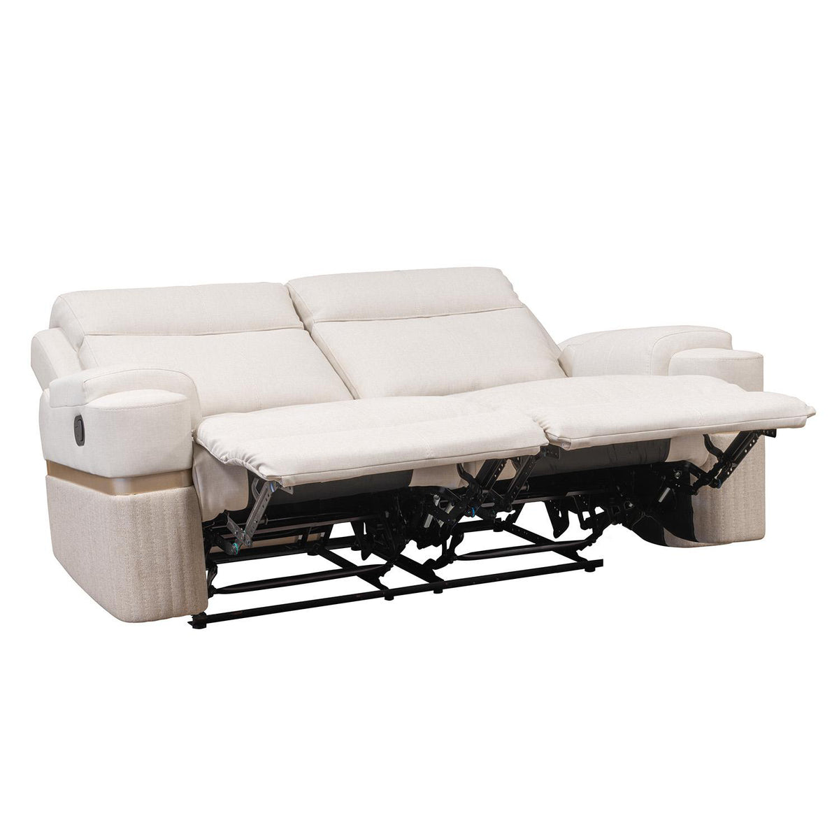 Sofá Reclinable 3 Puestos Dior Eurolino Blanco Puro, Champaña