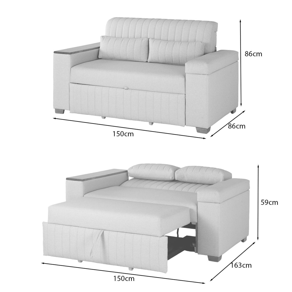 Sofa Cama Robi Marbella Marfil, Natural 150
