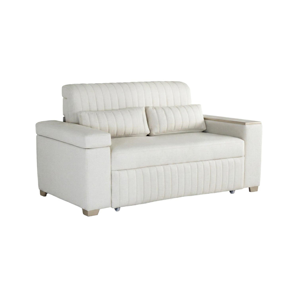 Sofá Cama Robi Eurolino Blanco Puro, Champaña 150