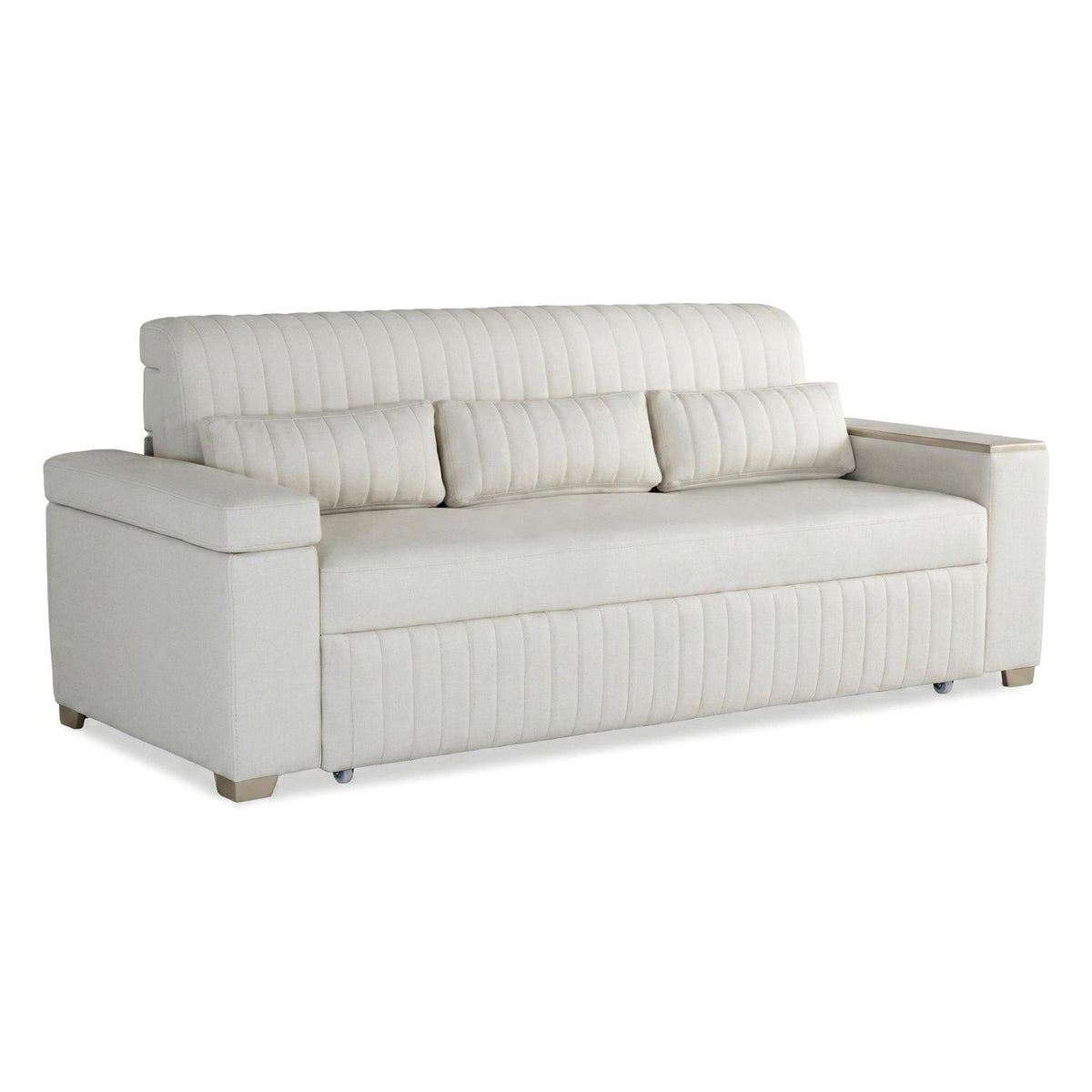Sofá Cama Robi Eurolino Blanco Puro, Champaña 180