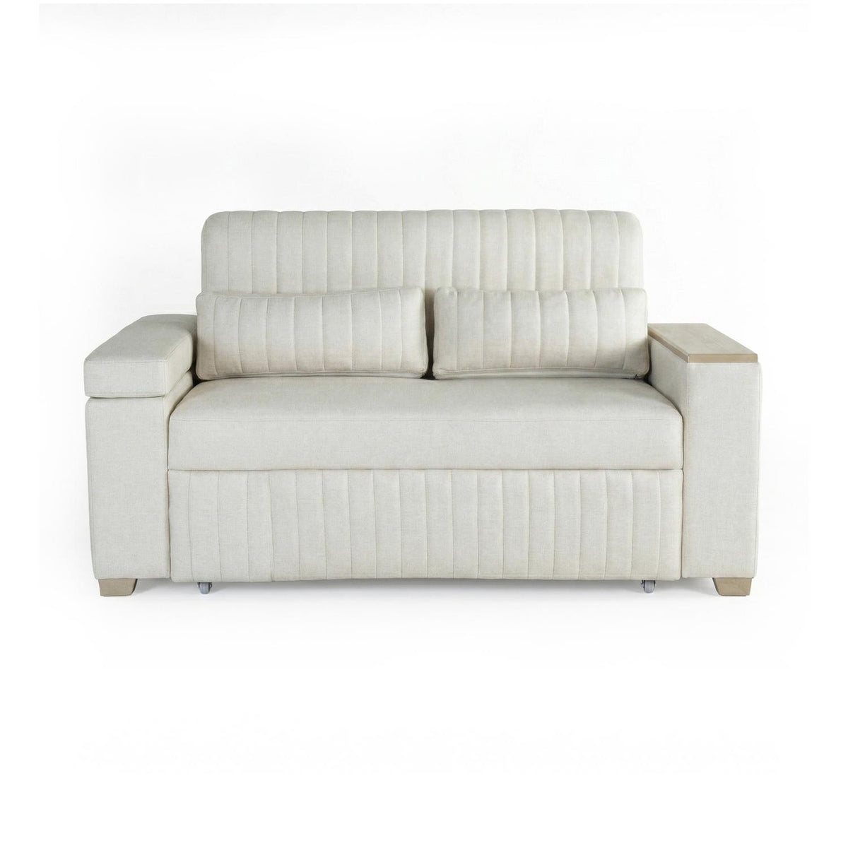 Sofá Cama Robi Eurolino Blanco Puro, Champaña 150