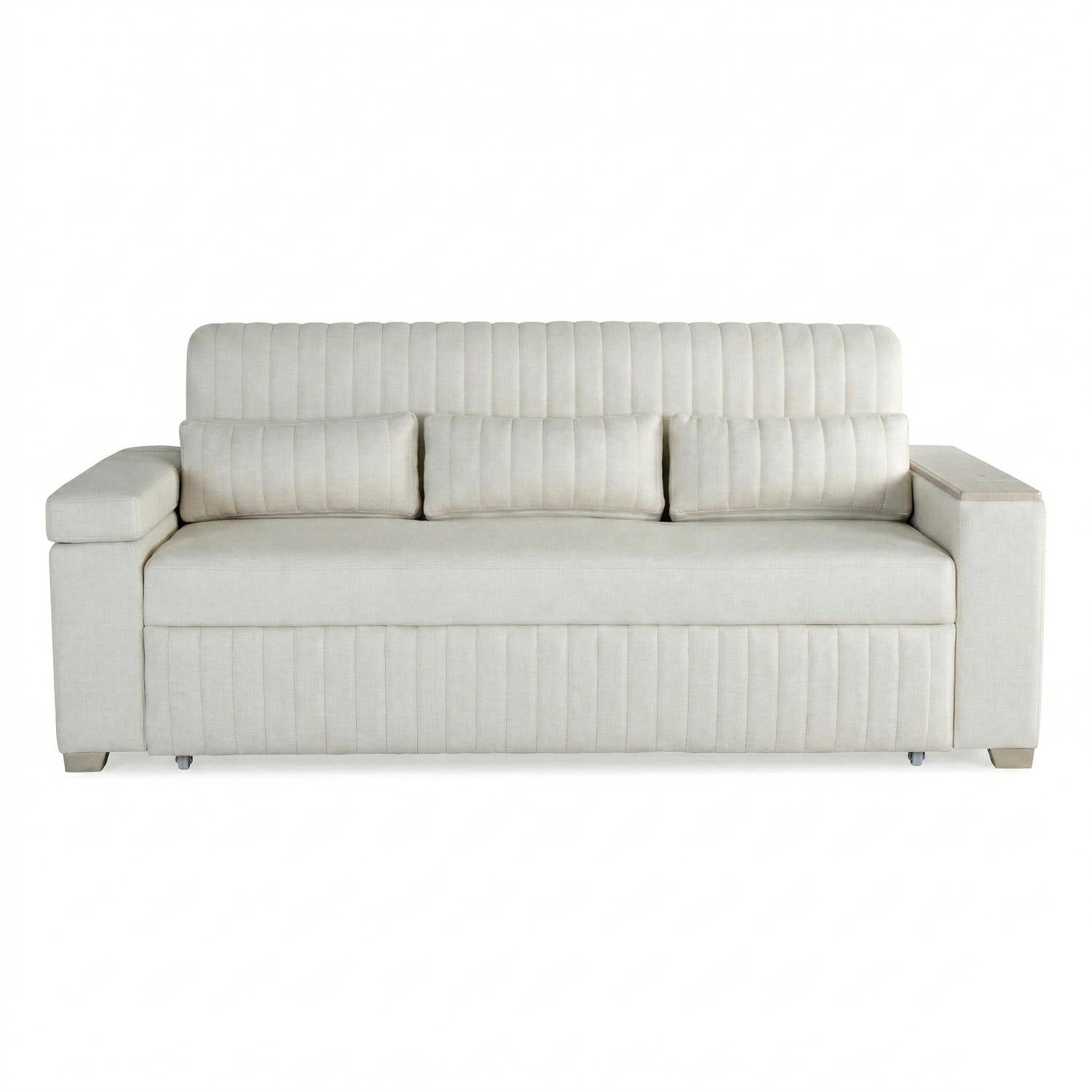Sofá Cama Robi Eurolino Blanco Puro, Champaña 180