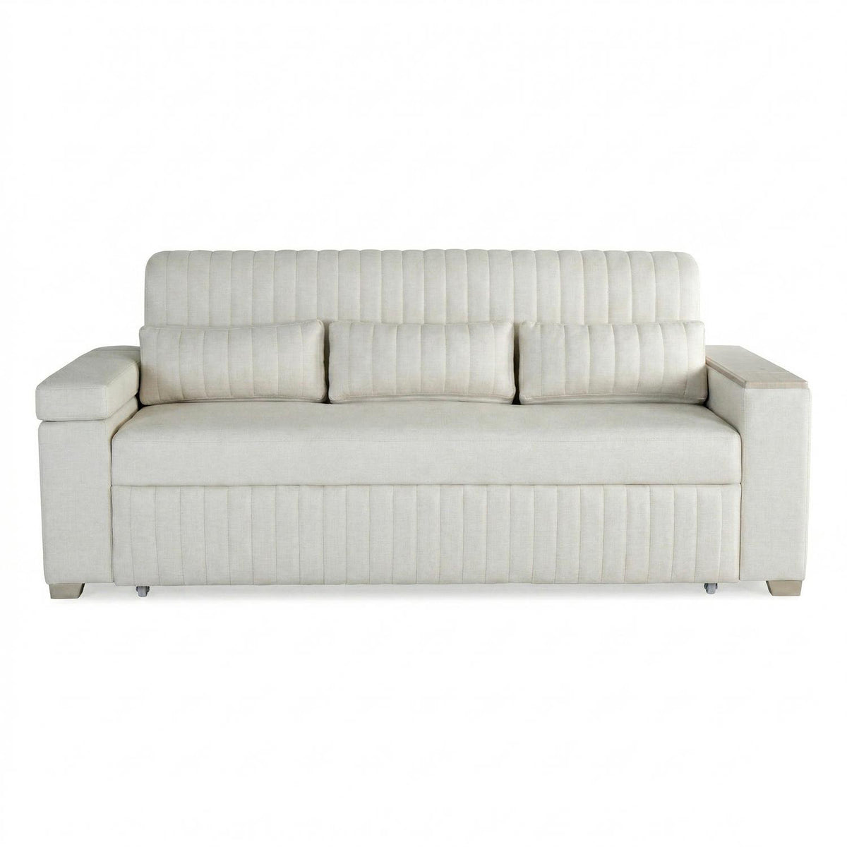 Sofá Cama Robi Eurolino Blanco Puro, Champaña 180