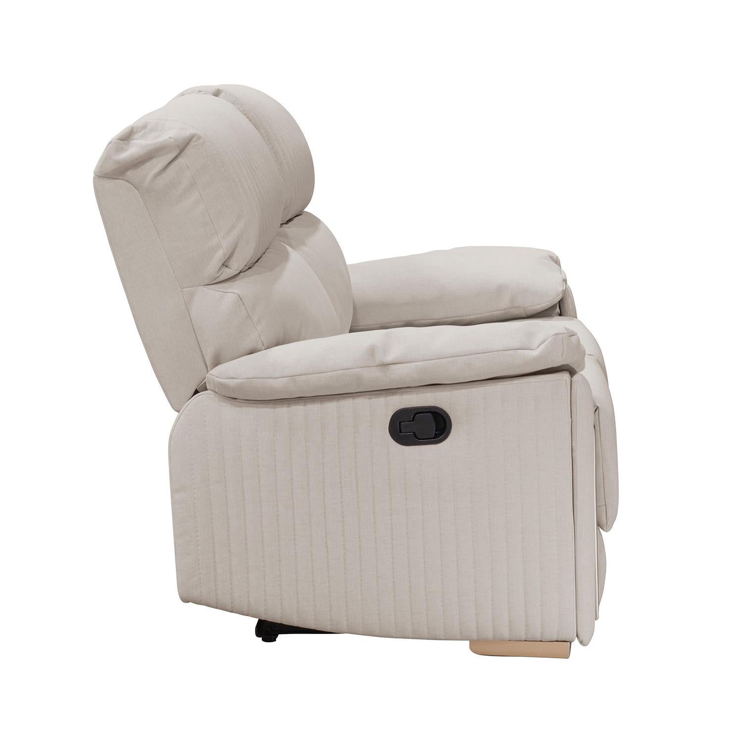 Sofa Reclinable 2 Puestos Dinna Eurolino Blanco Puro, Champaña