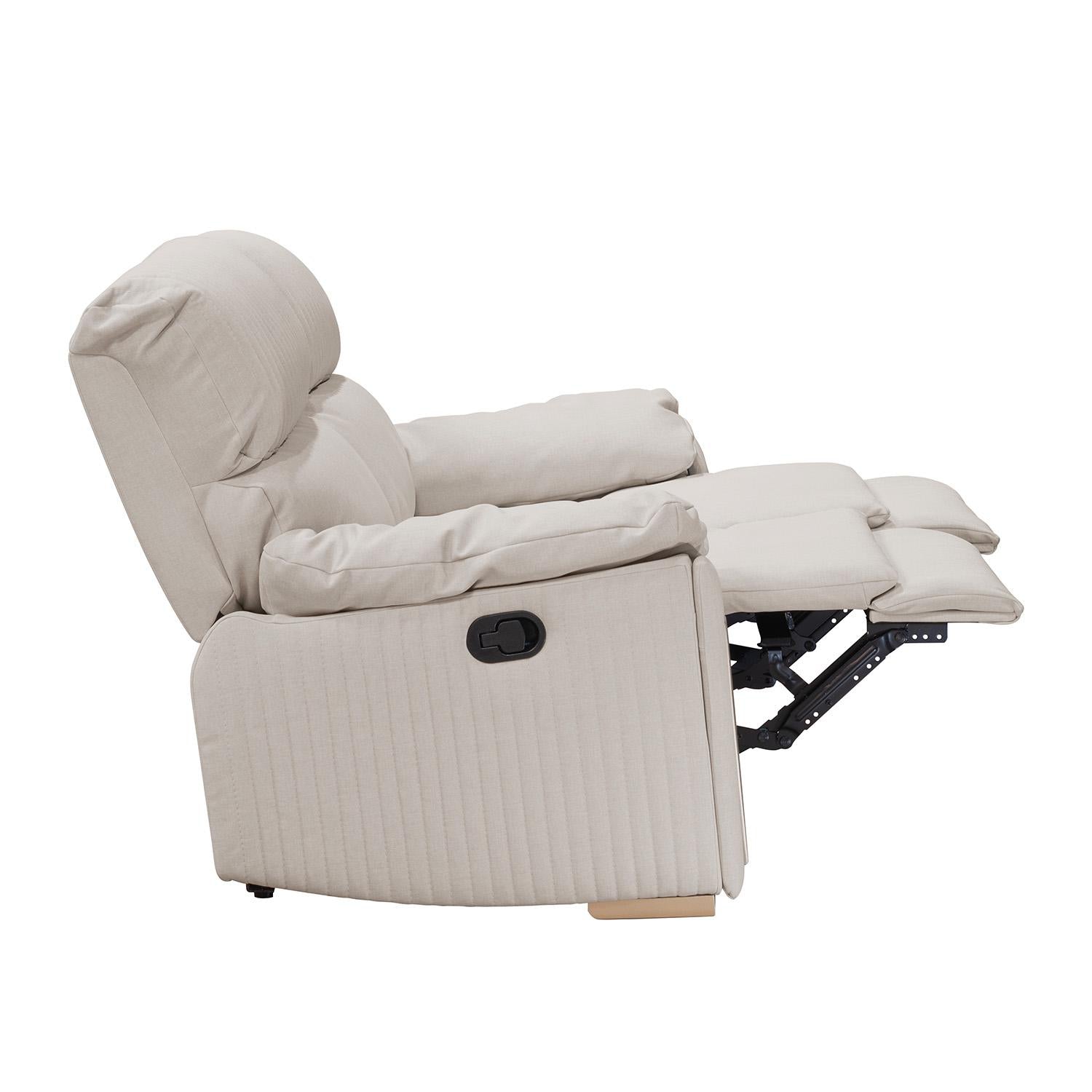 Sofa Reclinable 2 Puestos Dinna Eurolino Blanco Puro, Champaña