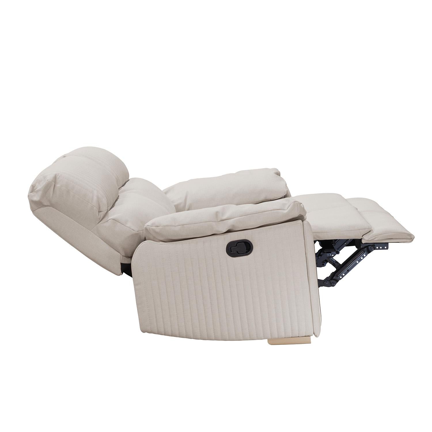 Sofa Reclinable 2 Puestos Dinna Eurolino Blanco Puro, Champaña