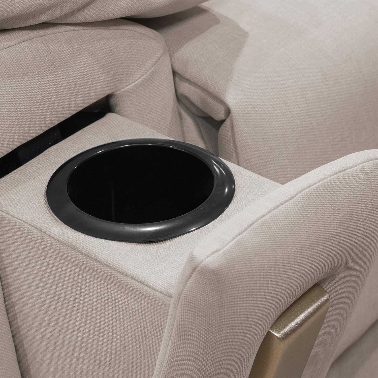 Sofa Reclinable 2 Puestos Dinna Eurolino Blanco Puro, Champaña