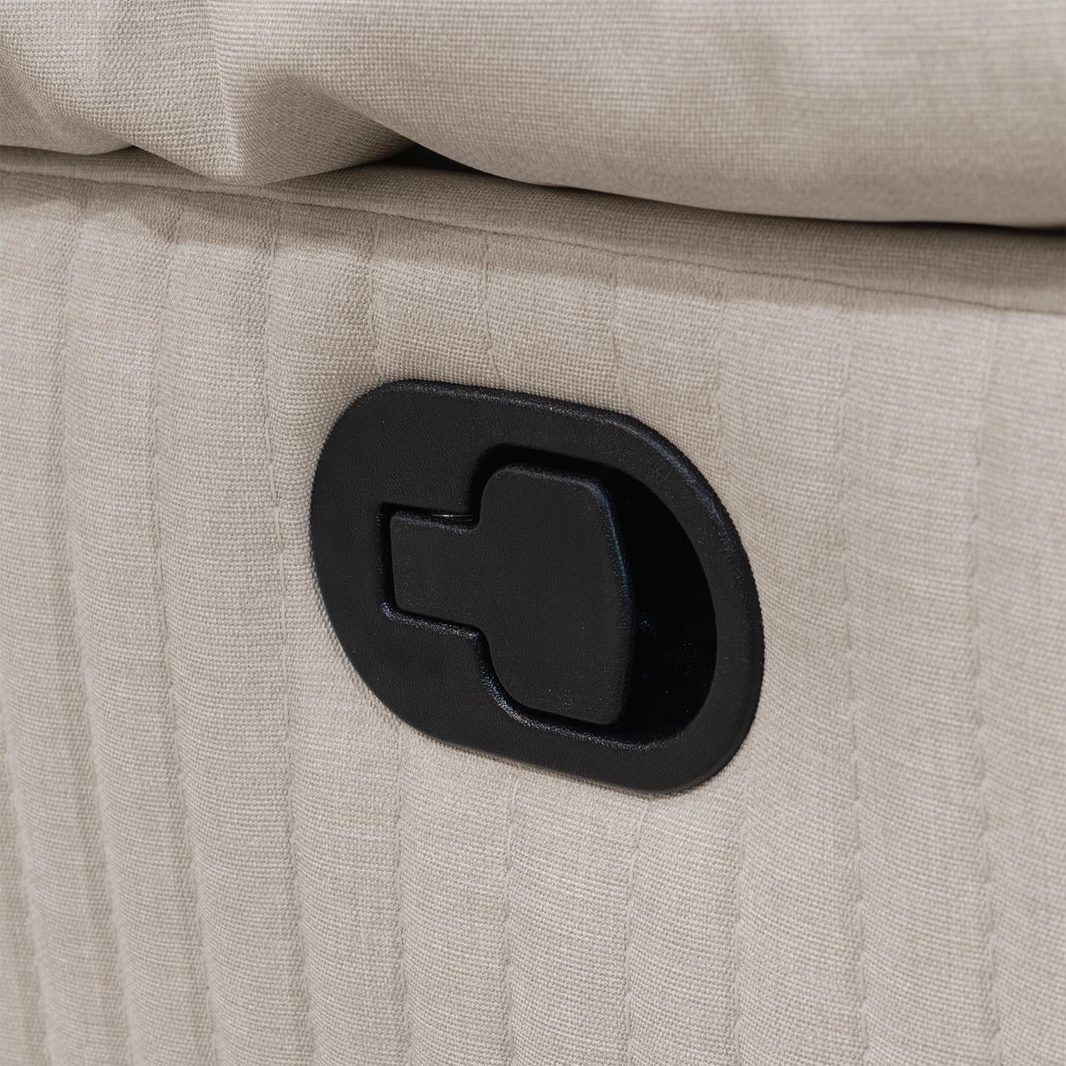 Sofa Reclinable 2 Puestos Dinna Eurolino Blanco Puro, Champaña