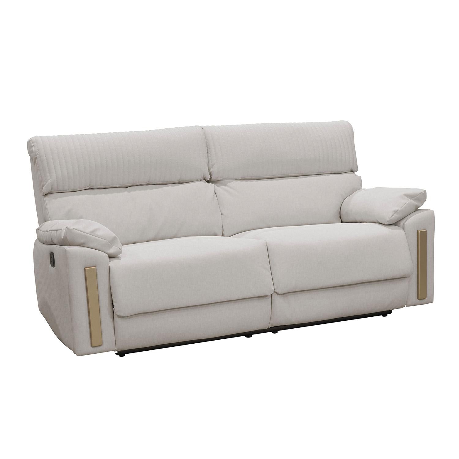 Sofa Reclinable 3 Puestos Dinna Eurolino Blanco Puro, Champaña