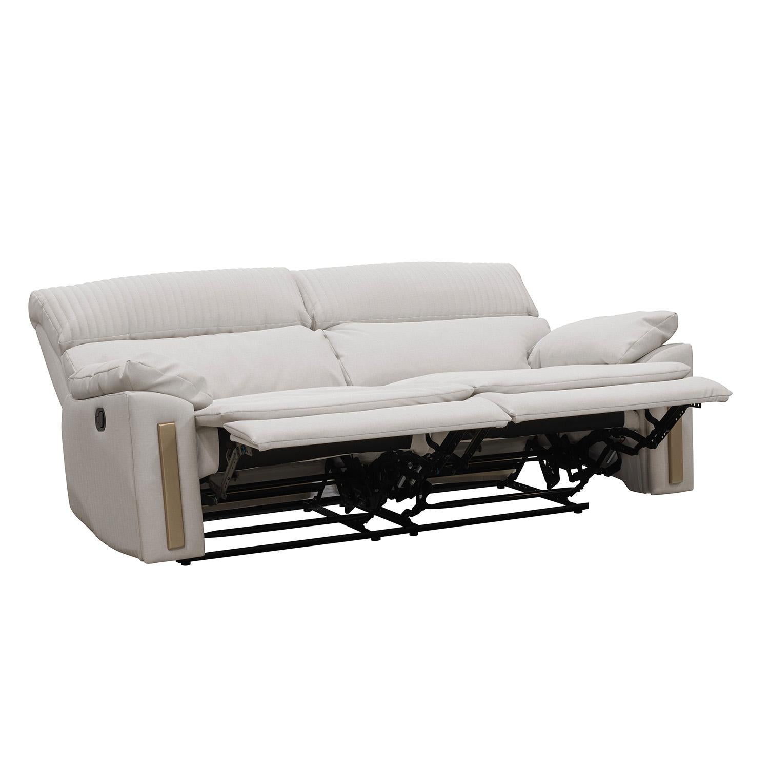 Sofa Reclinable 3 Puestos Dinna Eurolino Blanco Puro, Champaña