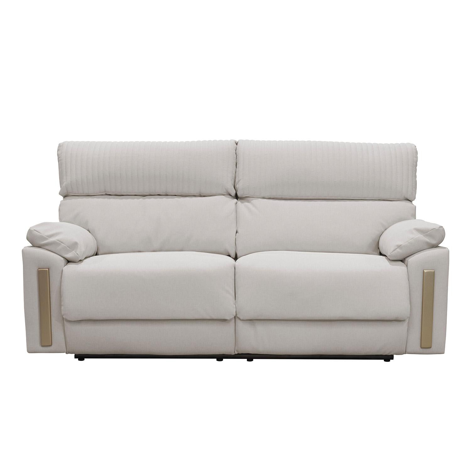Sofa Reclinable 3 Puestos Dinna Eurolino Blanco Puro, Champaña