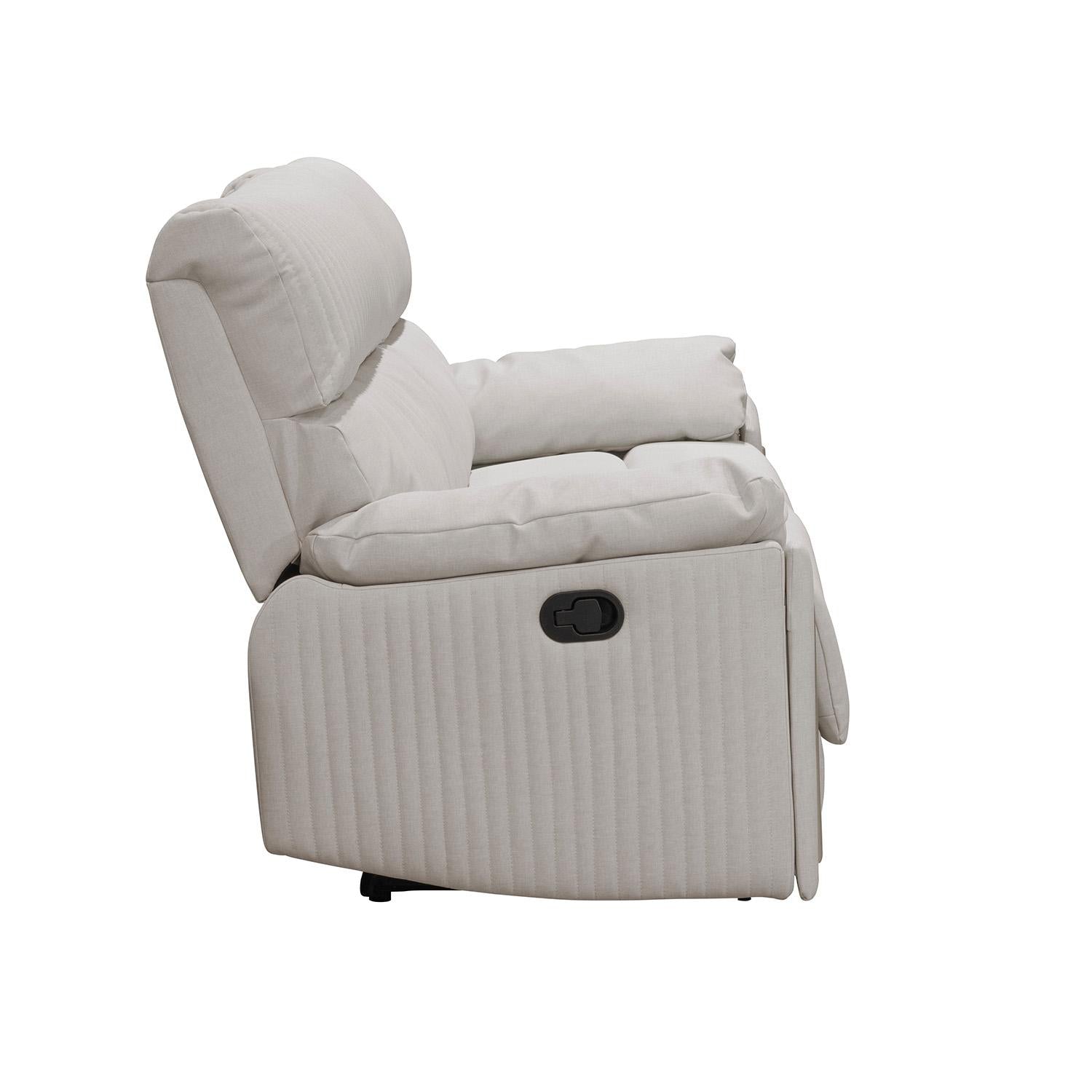 Sofa Reclinable 3 Puestos Dinna Eurolino Blanco Puro, Champaña