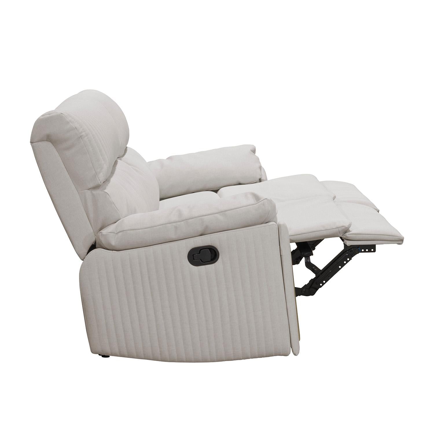 Sofa Reclinable 3 Puestos Dinna Eurolino Blanco Puro, Champaña