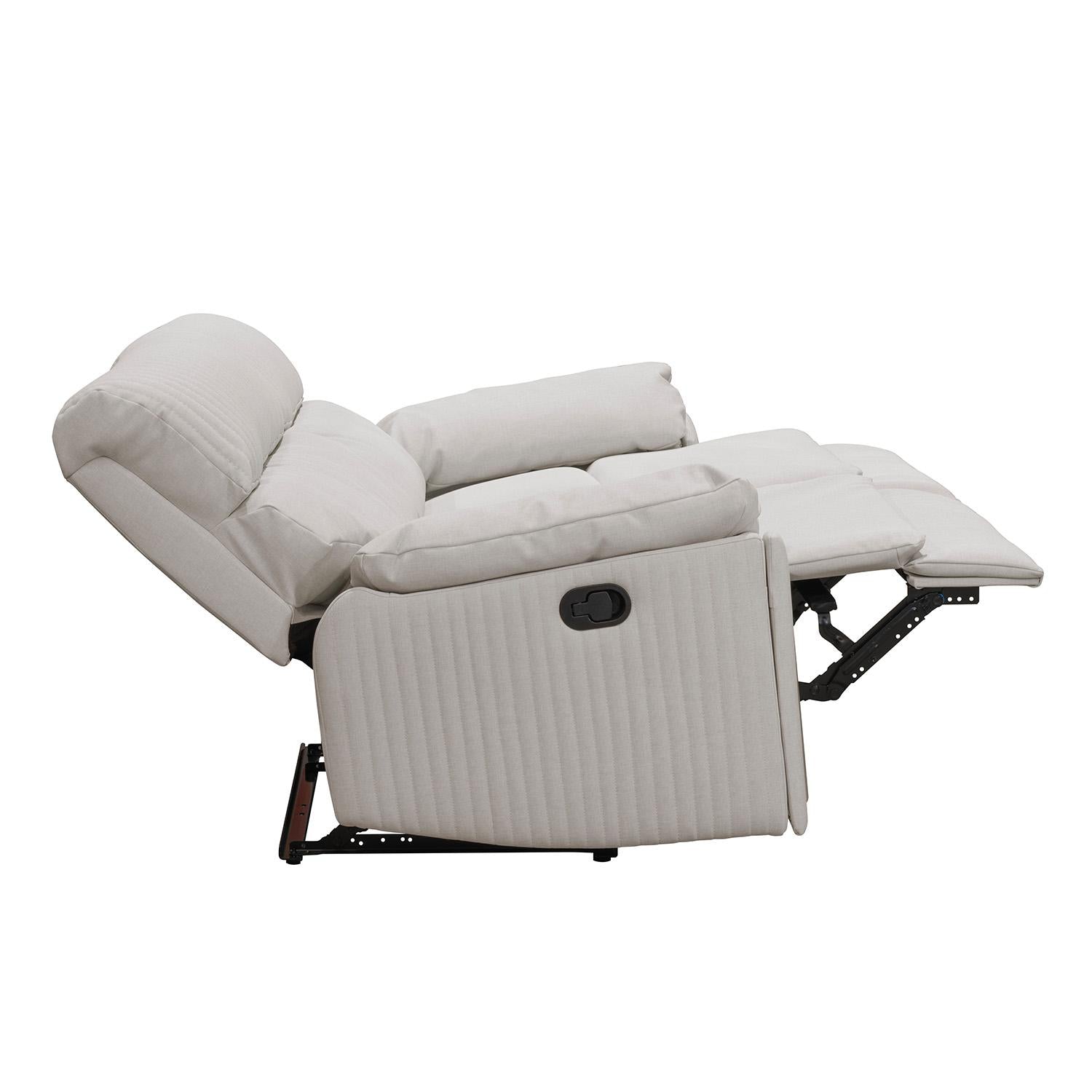 Sofa Reclinable 3 Puestos Dinna Eurolino Blanco Puro, Champaña