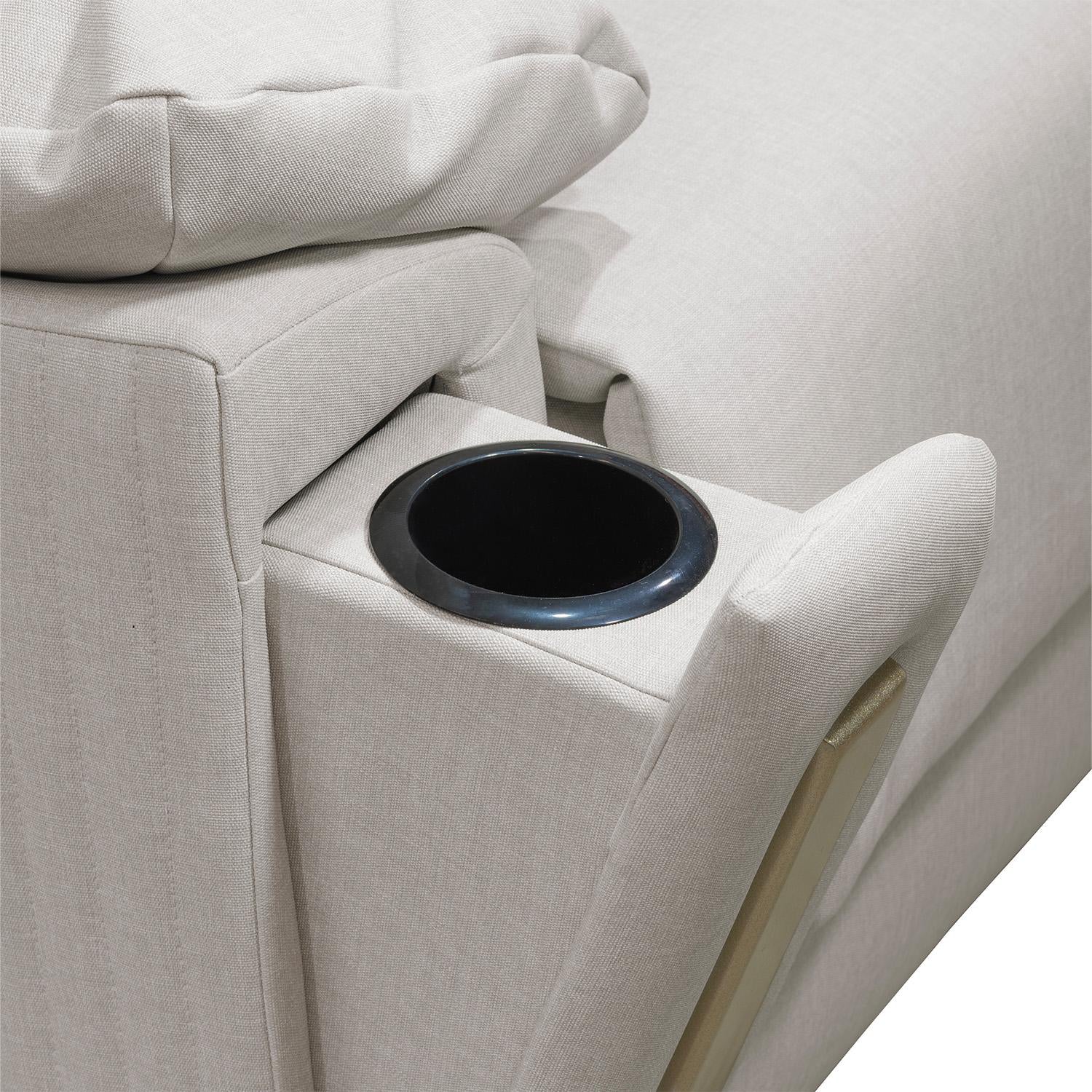Sofa Reclinable 3 Puestos Dinna Eurolino Blanco Puro, Champaña