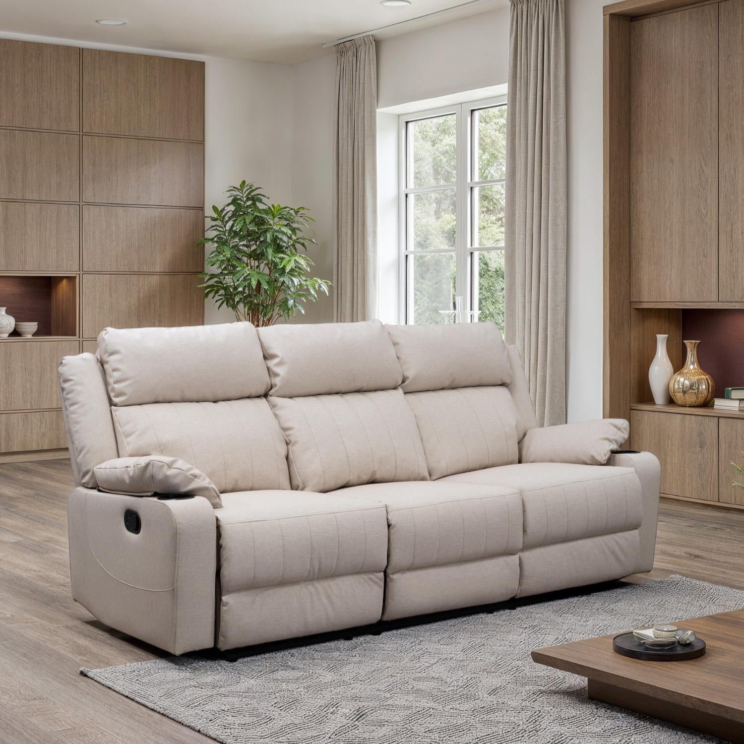 Sofa Reclinable 3 Puestos Dylan  Eurolino Marbella Beige