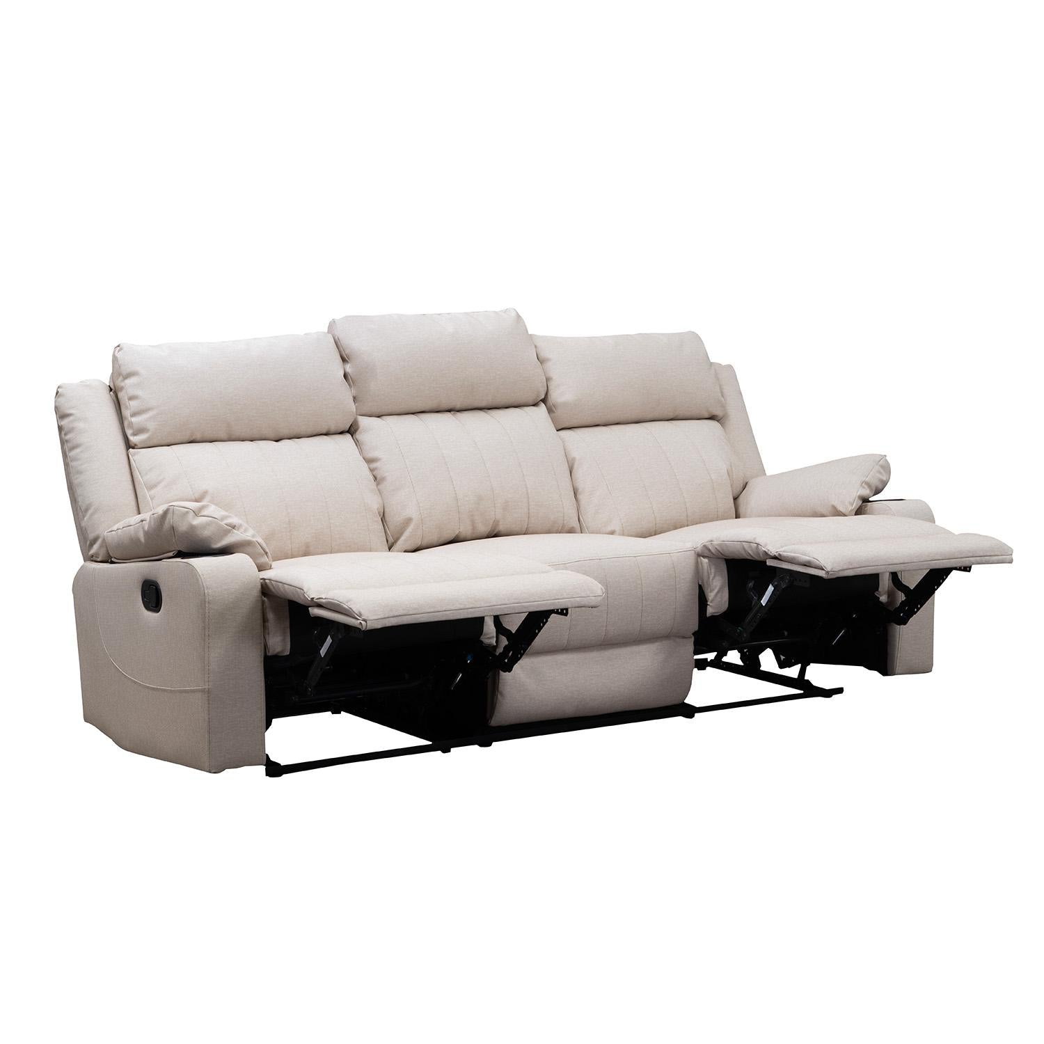 Sofa Reclinable 3 Puestos Dylan  Eurolino Marbella Beige