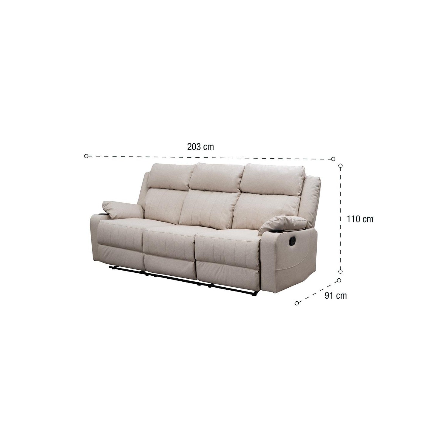 Sofa Reclinable 3 Puestos Dylan  Eurolino Marbella Beige