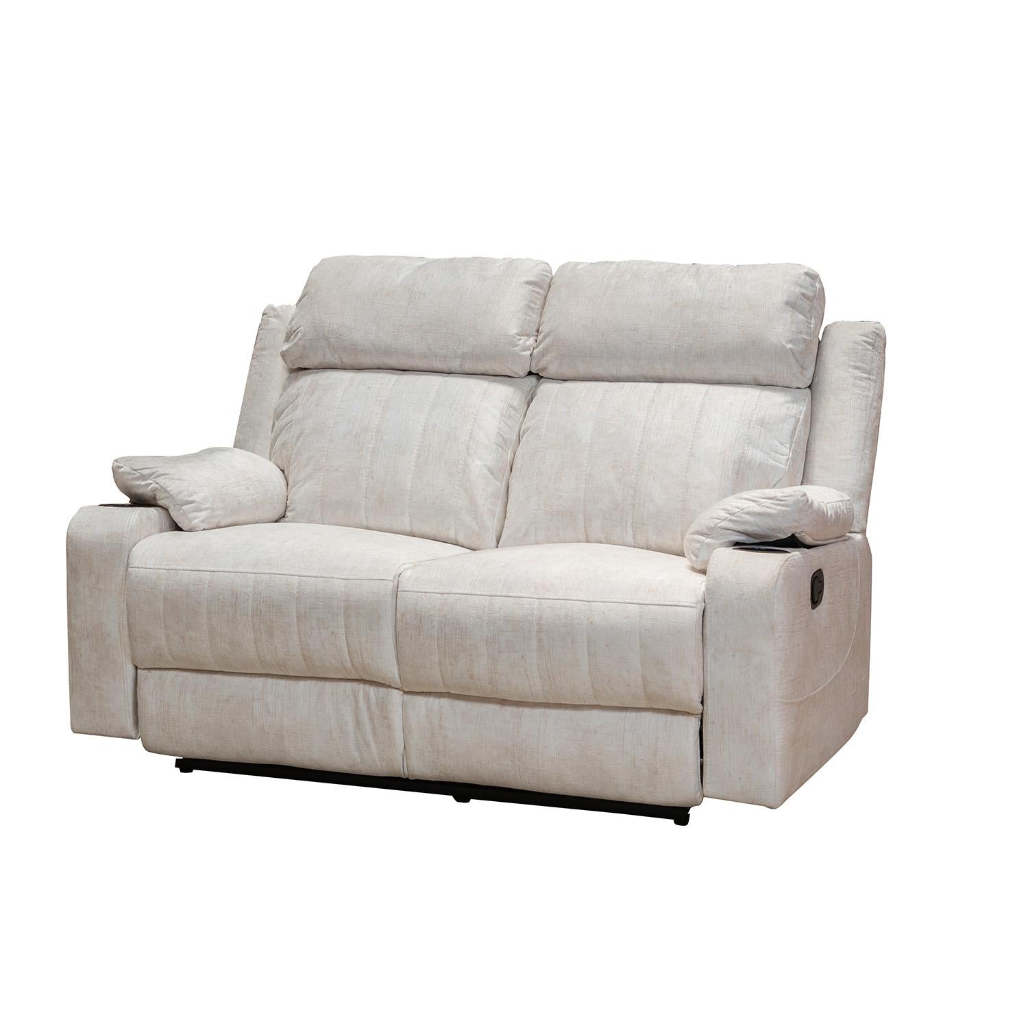 Sofa Reclinable 2 Puestos Dylan Velvet Estocolmo Blanco