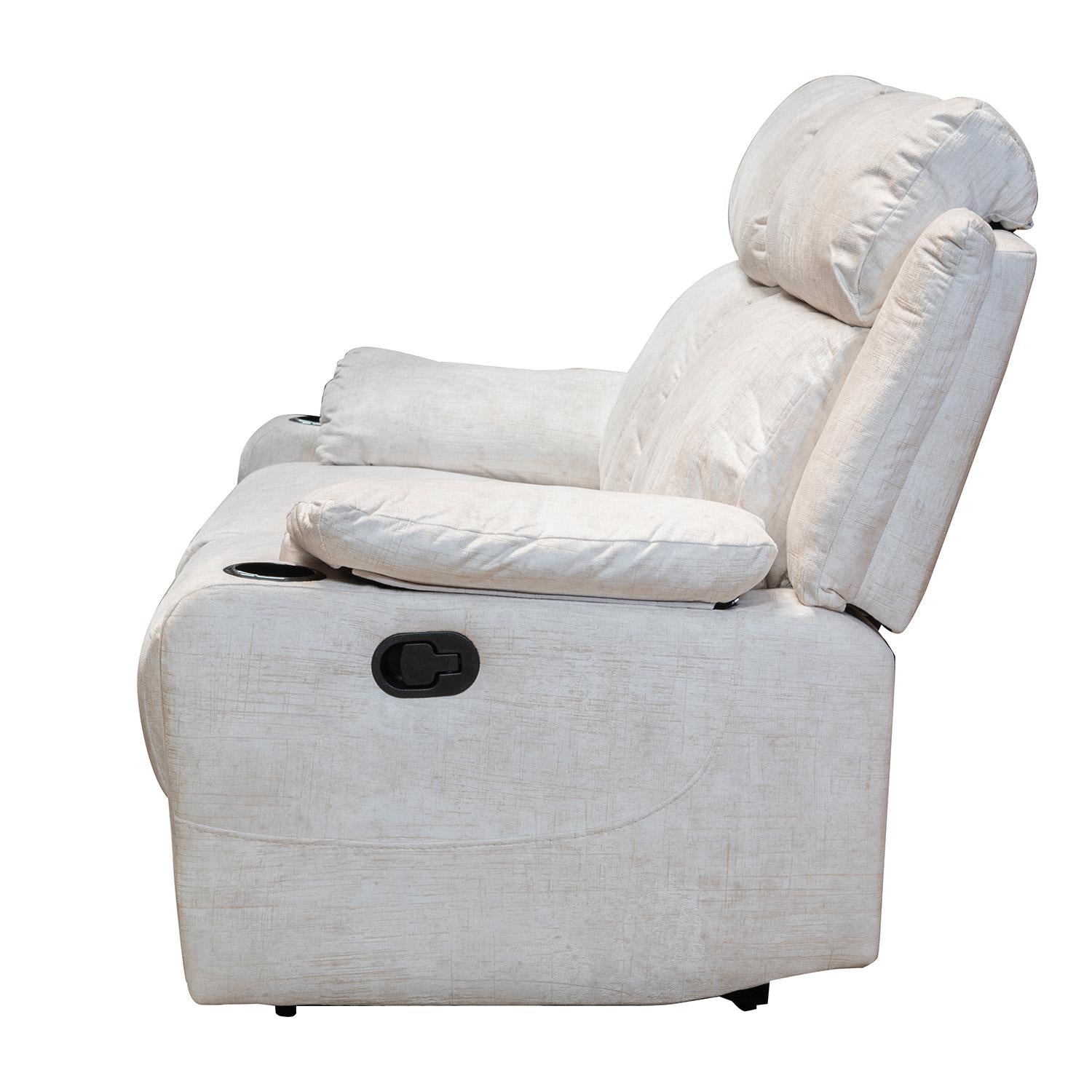 Sofa Reclinable 2 Puestos Dylan Velvet Estocolmo Blanco
