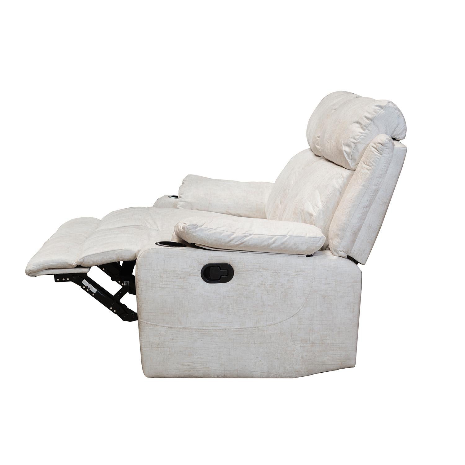 Sofa Reclinable 2 Puestos Dylan Velvet Estocolmo Blanco