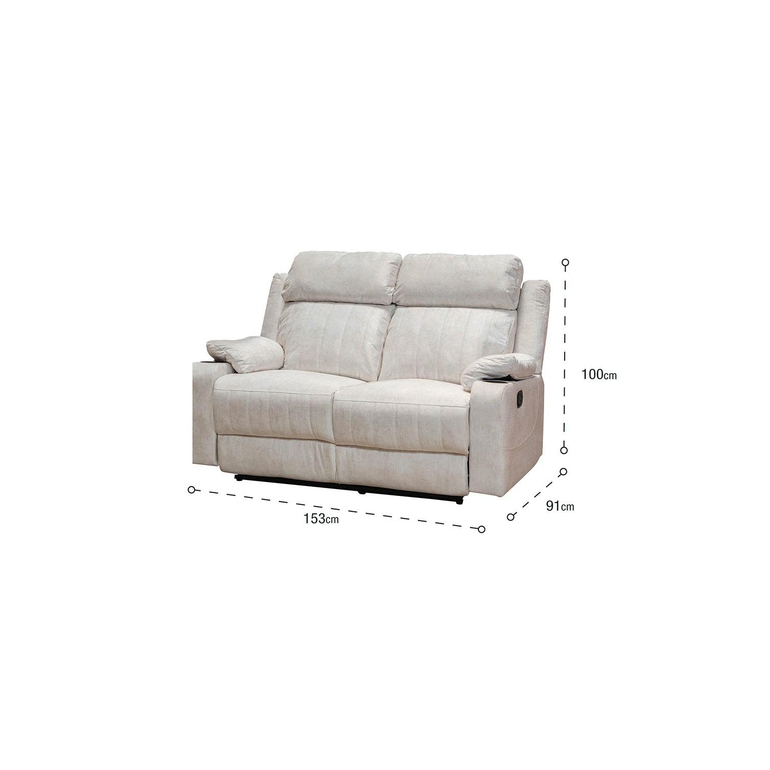 Sofa Reclinable 2 Puestos Dylan Velvet Estocolmo Blanco