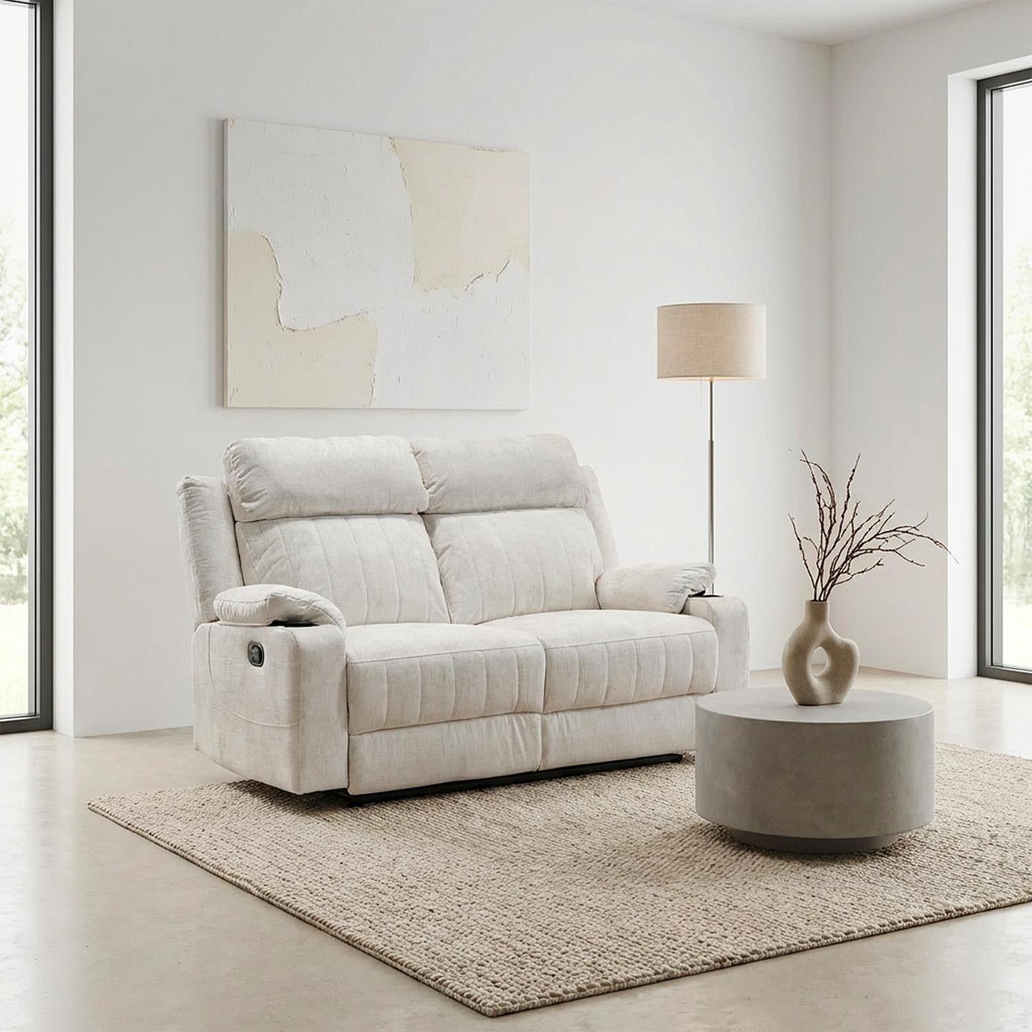 Sofa Reclinable 2 Puestos Dylan Velvet Estocolmo Blanco