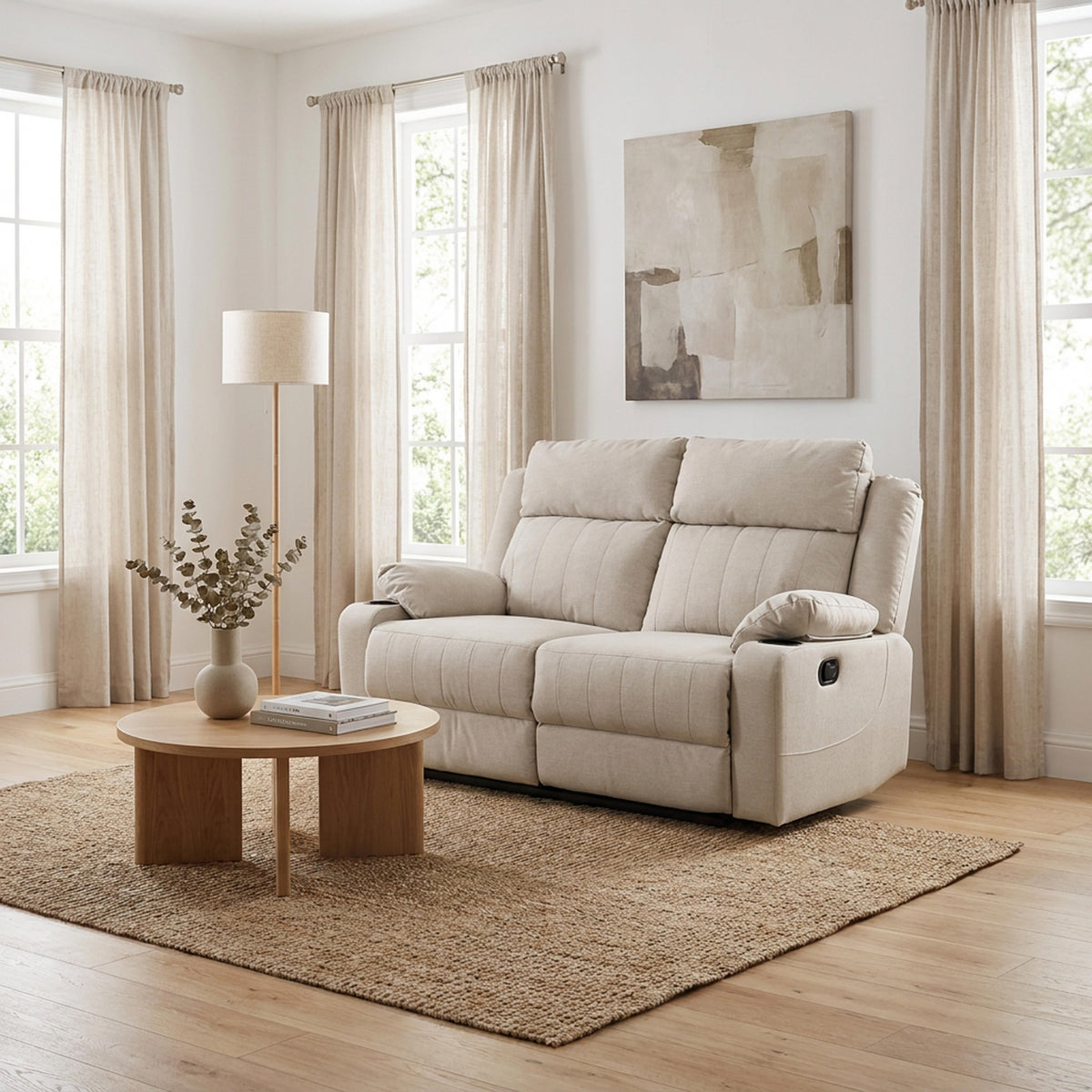 Sofa Reclinable 2 Puestos Dylan Eurolino Marbella Beige