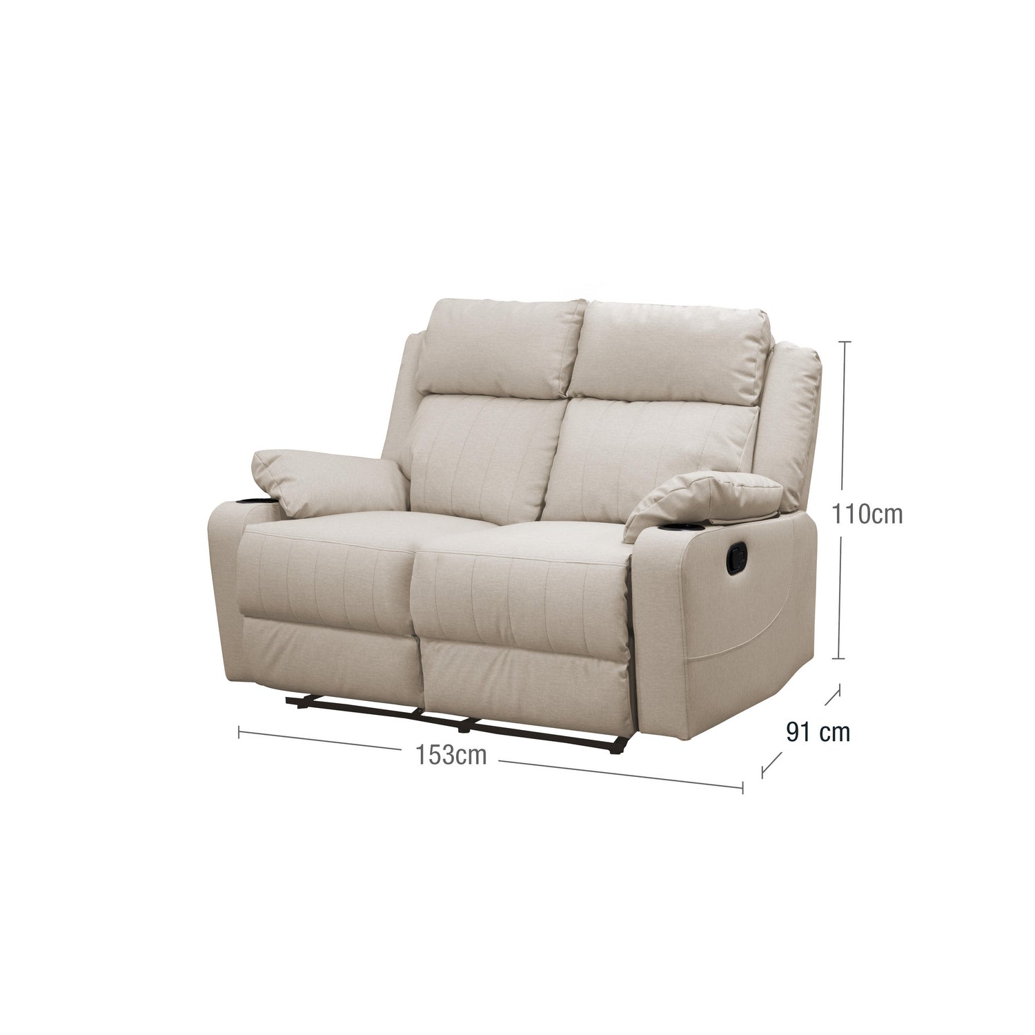 Sofa Reclinable 2 Puestos Dylan Eurolino Marbella Beige