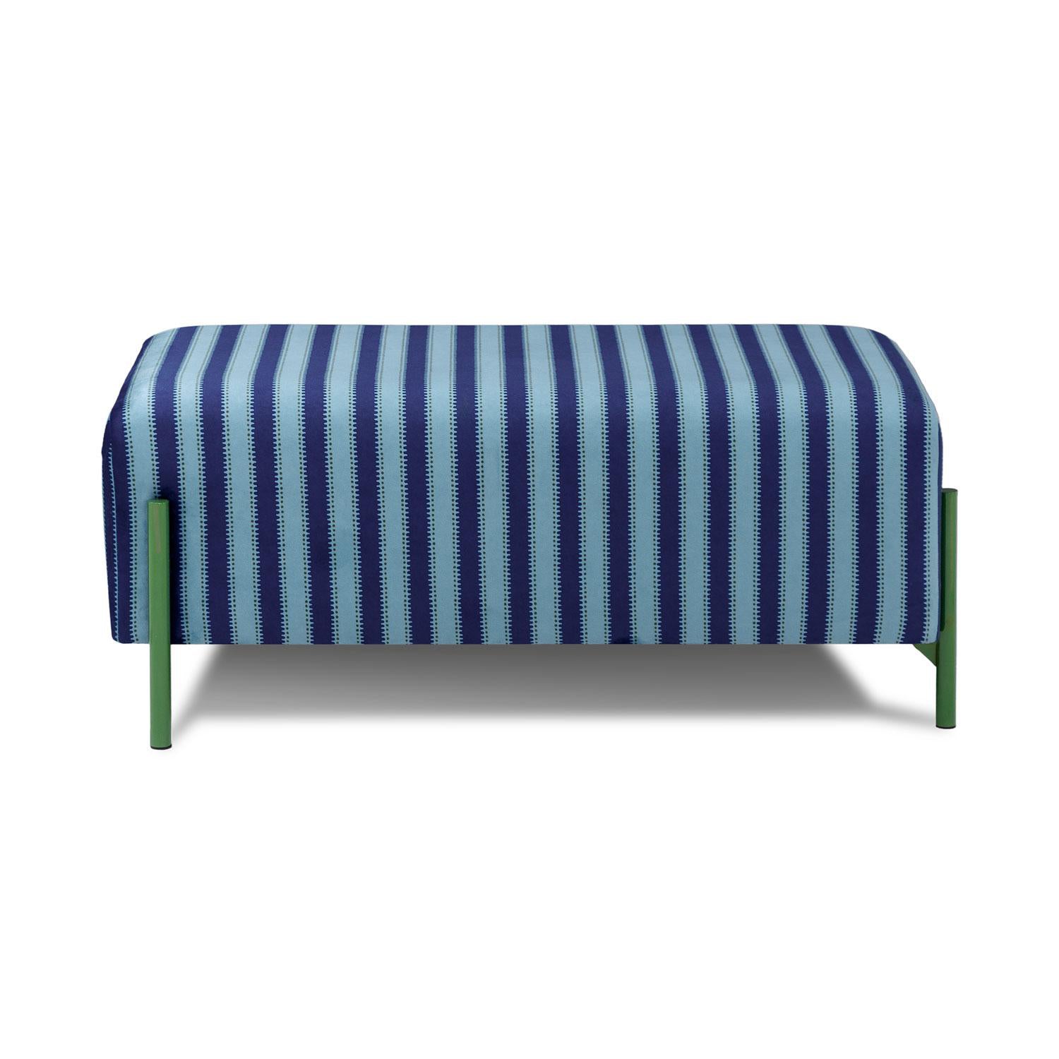 Puff Arthur Velvet Rayas Azul, Verde Premium.
