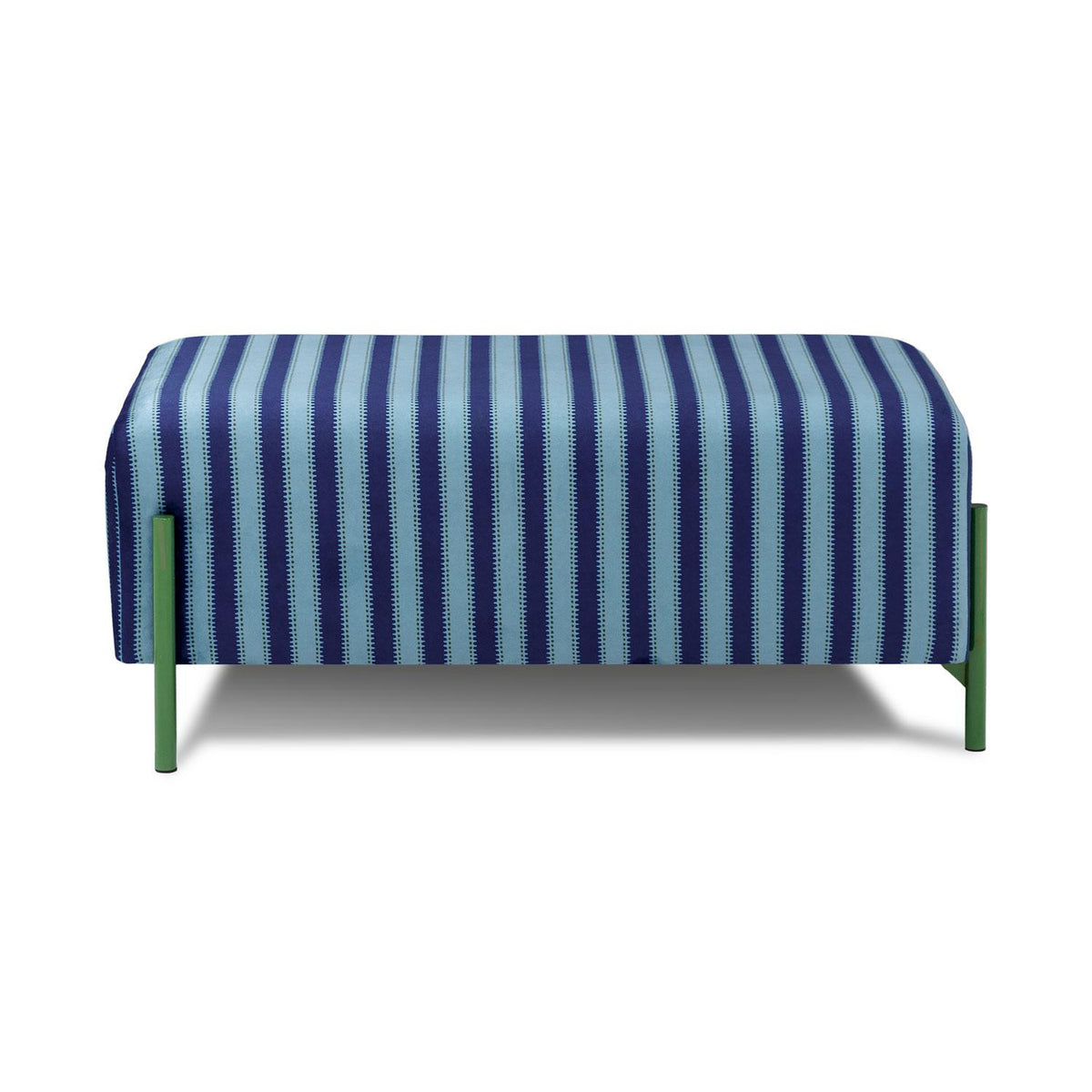 Puff Arthur Velvet Rayas Azul, Verde Premium.