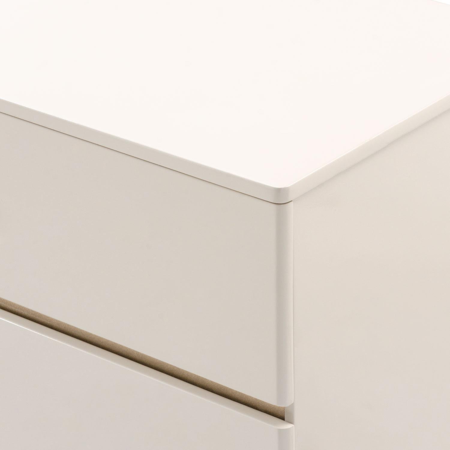 Mesa de Noche Harrison Greige, Champaña 2 Gavetas Base Metálica