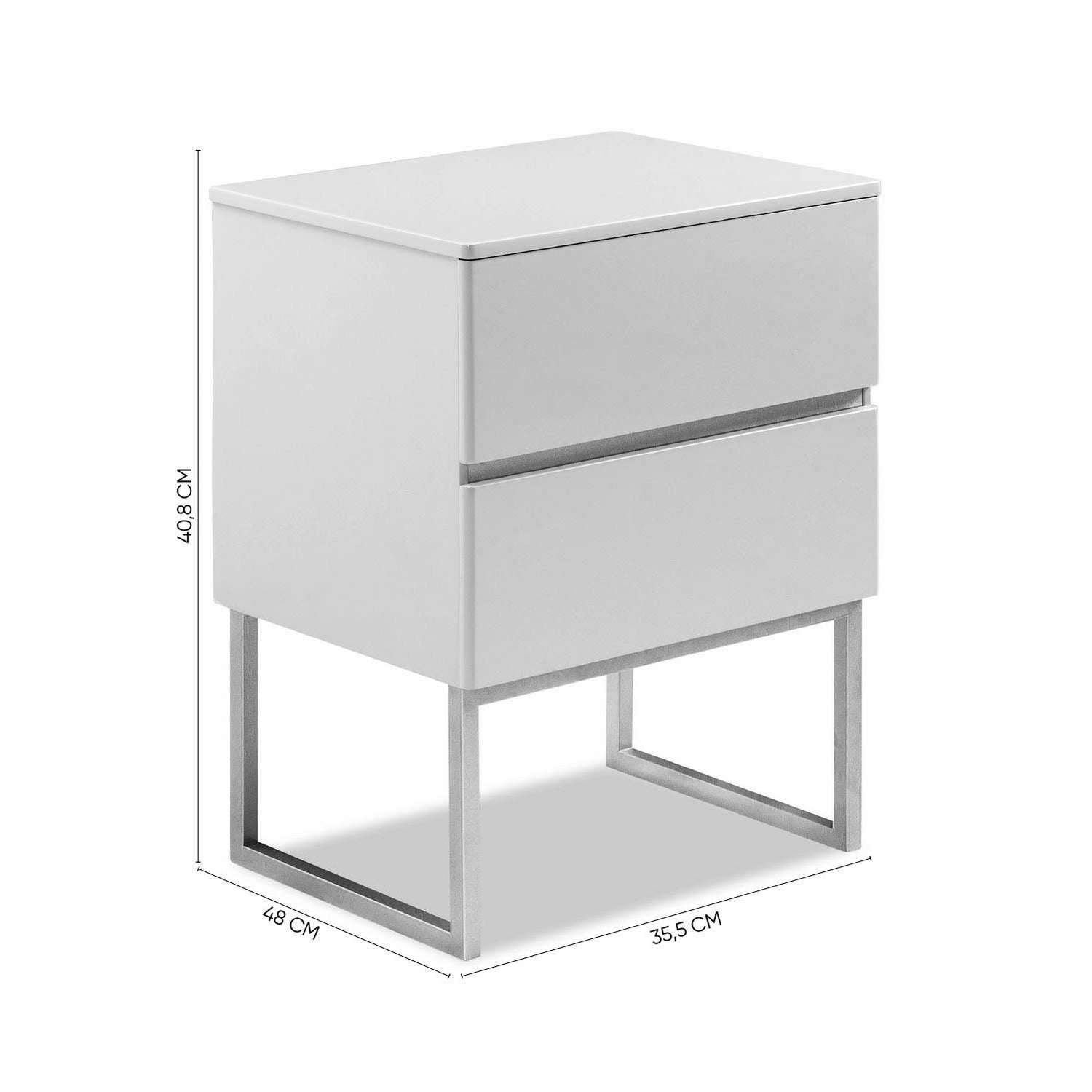 Mesa de Noche Harrison Greige, Champaña 2 Gavetas Base Metálica